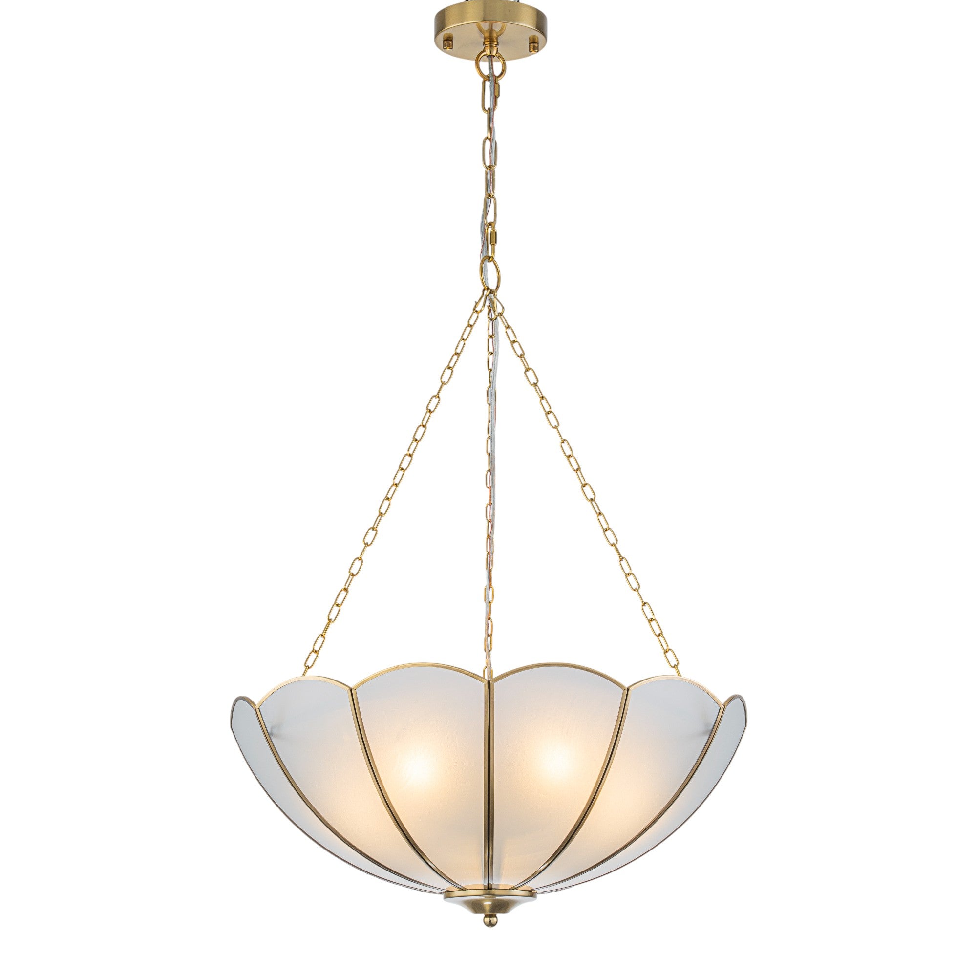 Glowlings 5-Light Vintage 20"Wide Brass Flower Shape Frosted Glass Chandelier/Semi-Flush Mount