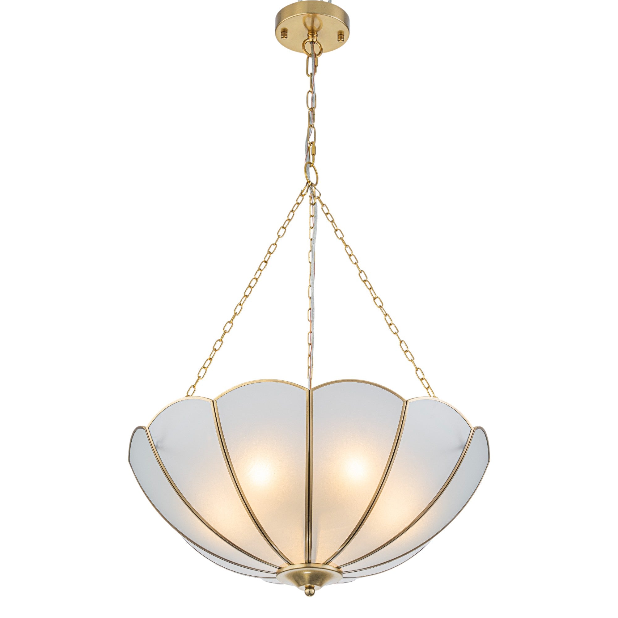Glowlings 5-Light Vintage 20"Wide Brass Flower Shape Frosted Glass Chandelier/Semi-Flush Mount
