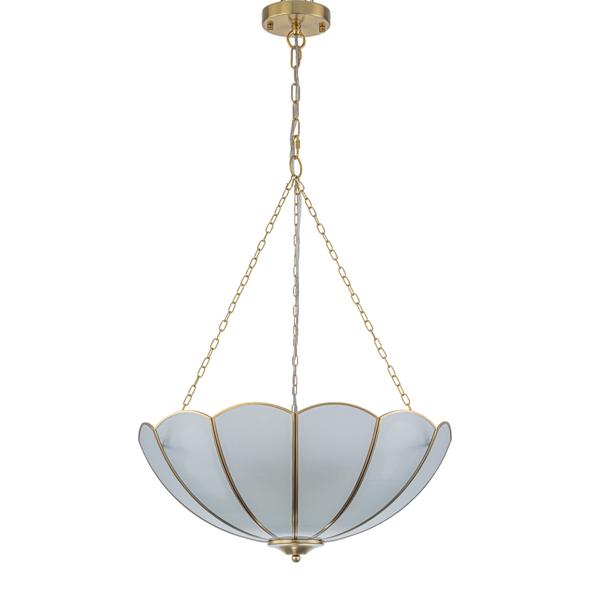 Glowlings 5-Light Vintage 20"Wide Brass Flower Shape Frosted Glass Chandelier/Semi-Flush Mount