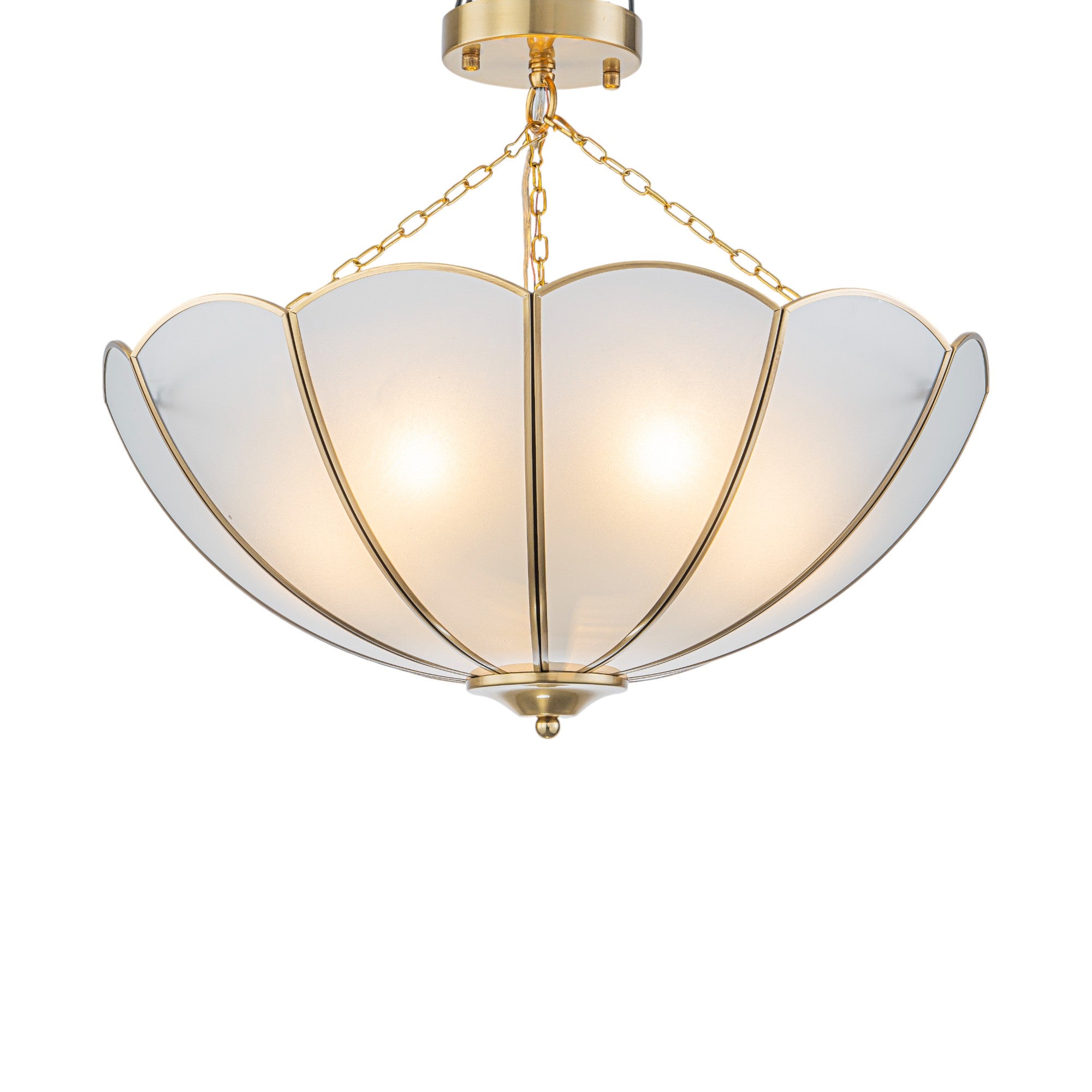 Glowlings 5-Light Vintage 20"Wide Brass Flower Shape Frosted Glass Chandelier