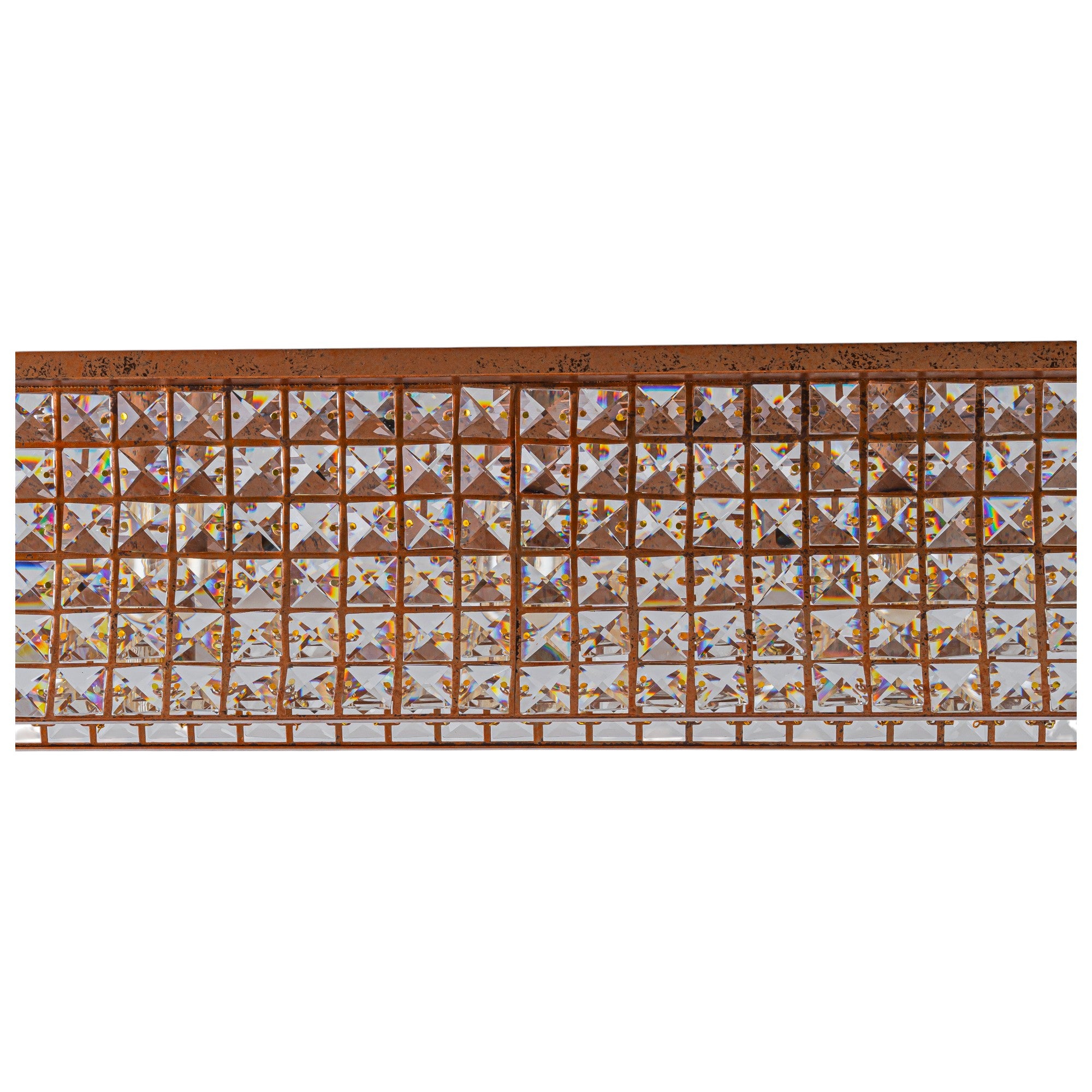 Glowlings 5-Light Vintage 35"Wide Large Antique Brass Linear Crystal Flush Mount