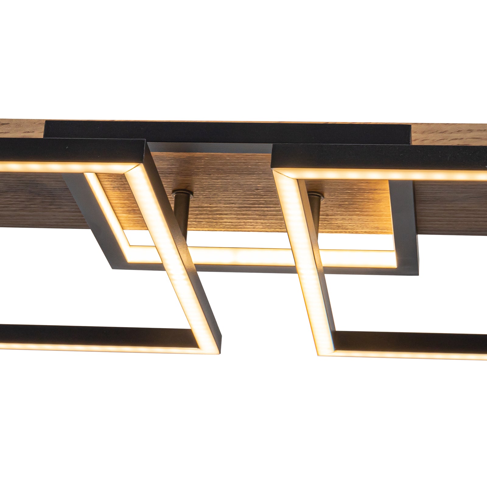 Glowlings 5-Light 50“Wide 2-Tier Rectangle LED Linear Wood Pendant Light Island Light