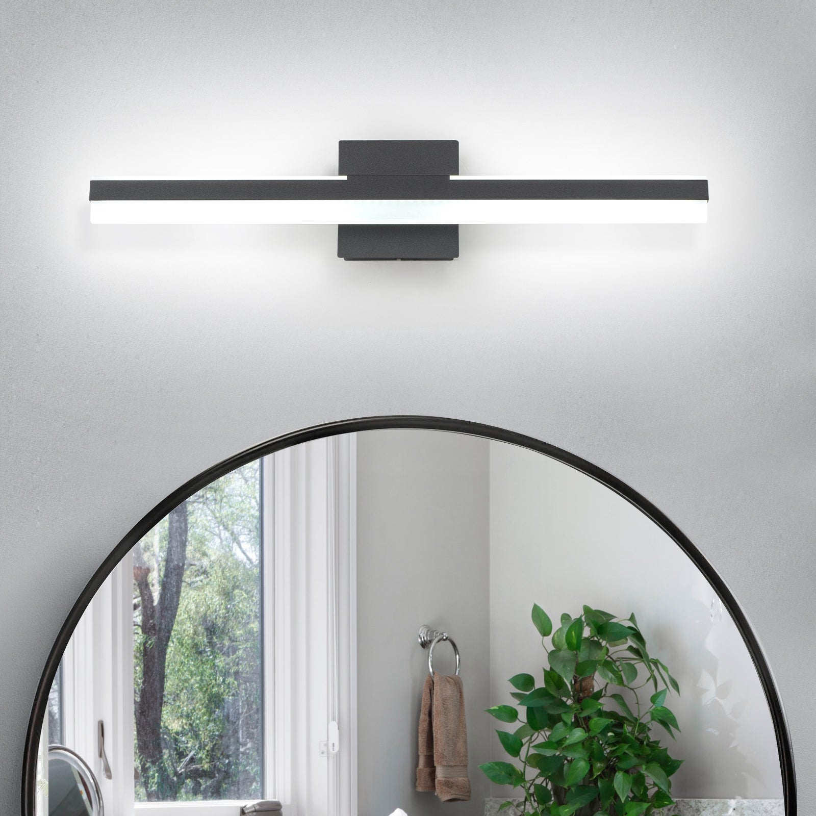 Glowings 1-flammige, moderne, 61 cm breite, dimmbare LED-Badezimmer-Waschtischleuchte mit 6000 K