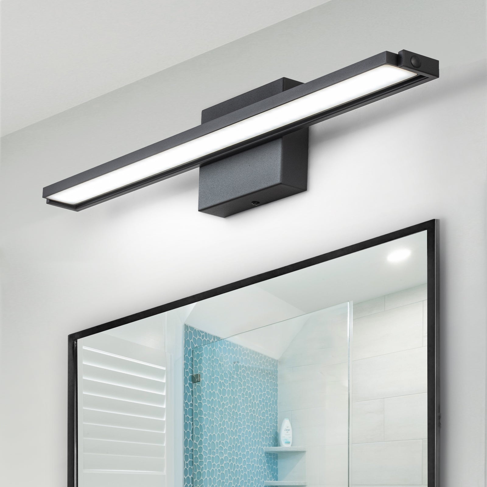 Glowings 1-Light 24"Wide 6000K 180° Rotate LED Black Bathroom Vanity Light