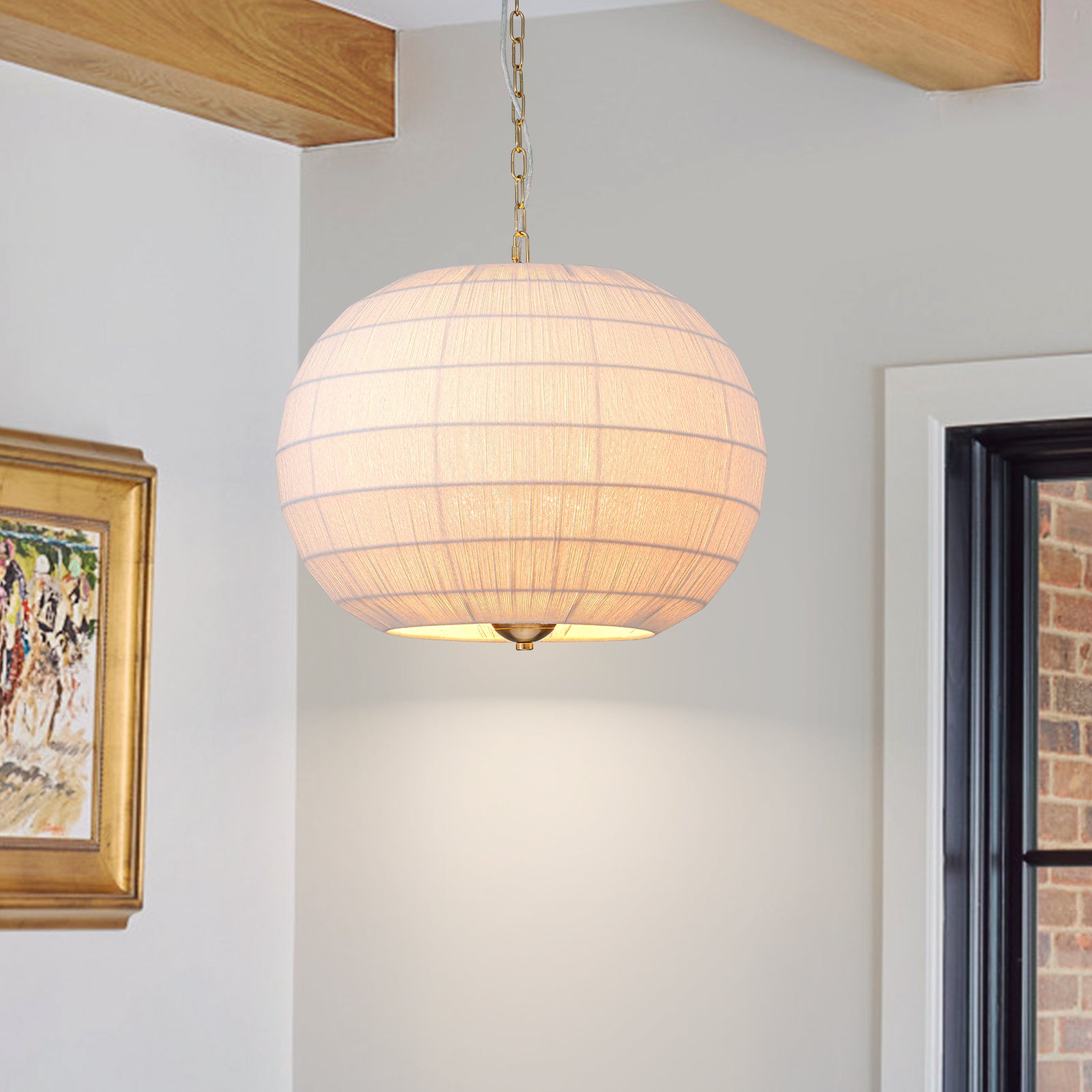 Glowlings 6-Light Bohemian 20"Wide Large Hand-Woven White Rope Globe Chandelier