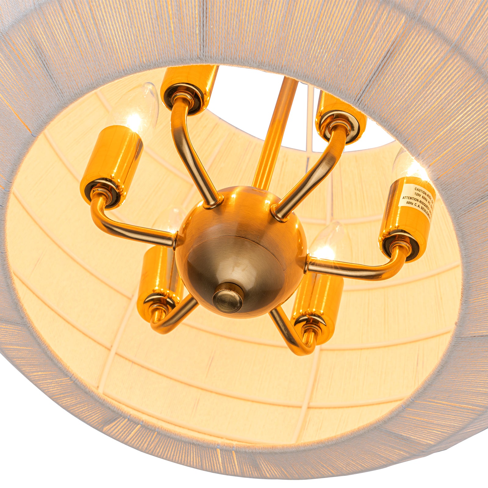 Glowlings 6-Light Bohemian 20"Wide Large Hand-Woven White Rope Globe Chandelier
