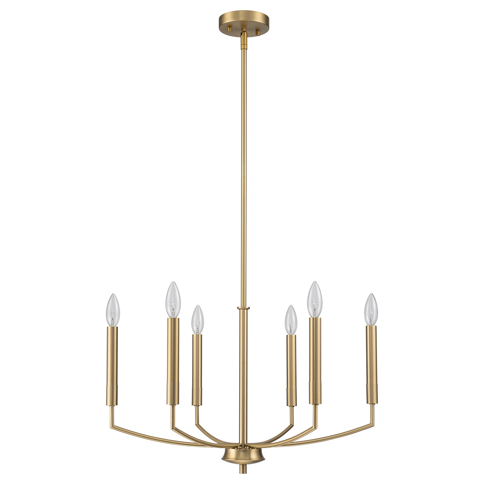 Glowlings 6-flammiger klassischer 25" breiter Kronleuchter im Kerzenstil aus gebürstetem Gold