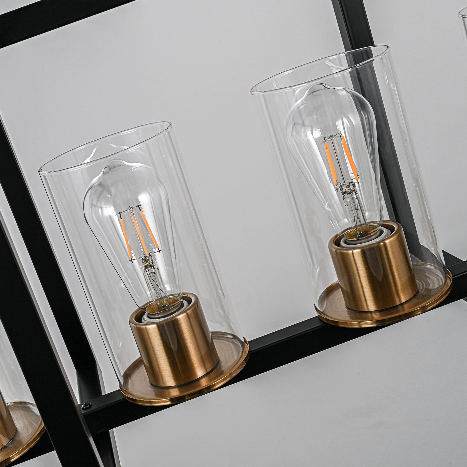 Glowlings 6-flammige Farmhouse-Pendelleuchte, 109,2 cm breit, groß, rechteckig, linear, mit klarem Glas