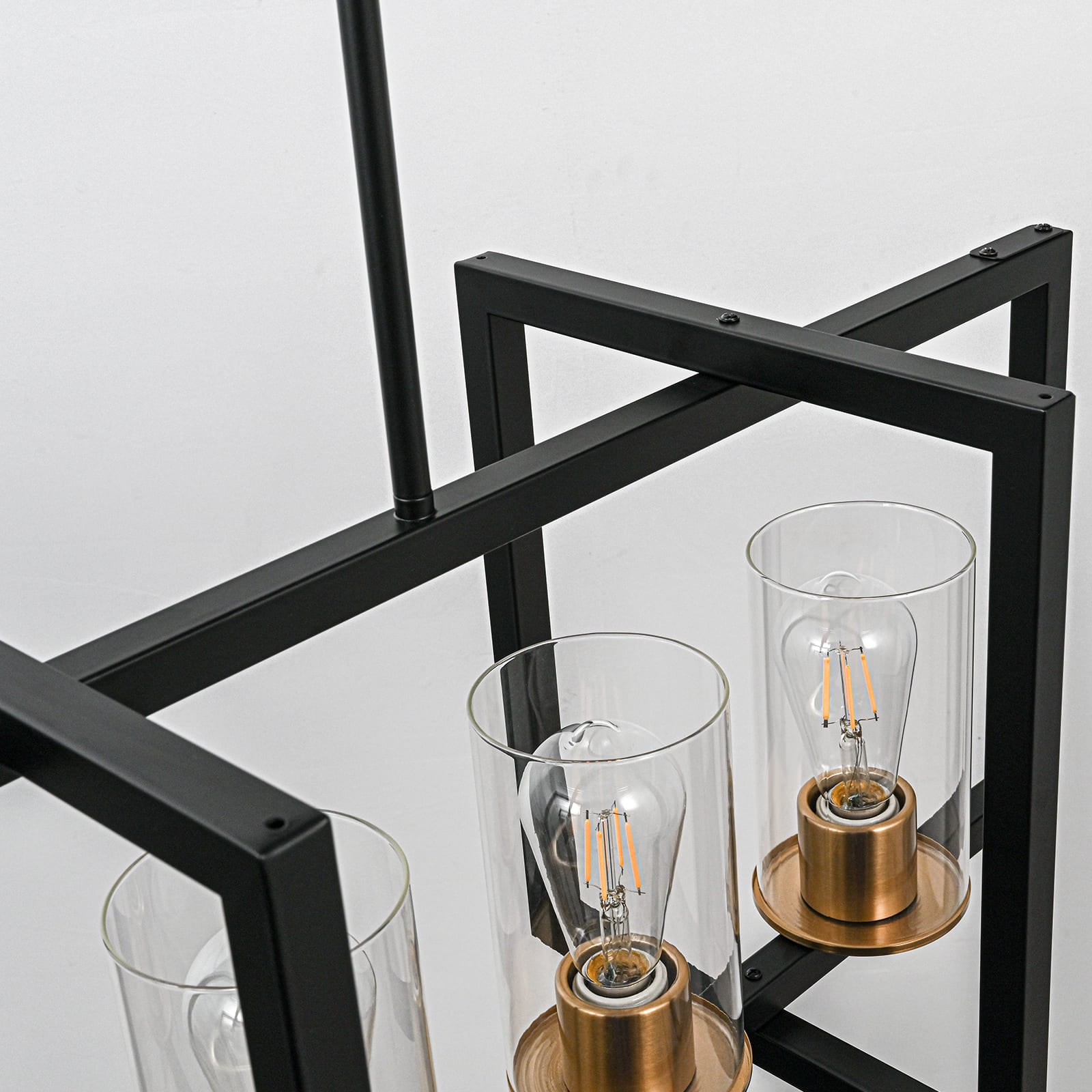 Glowlings 6-flammige Farmhouse-Pendelleuchte, 109,2 cm breit, groß, rechteckig, linear, mit klarem Glas