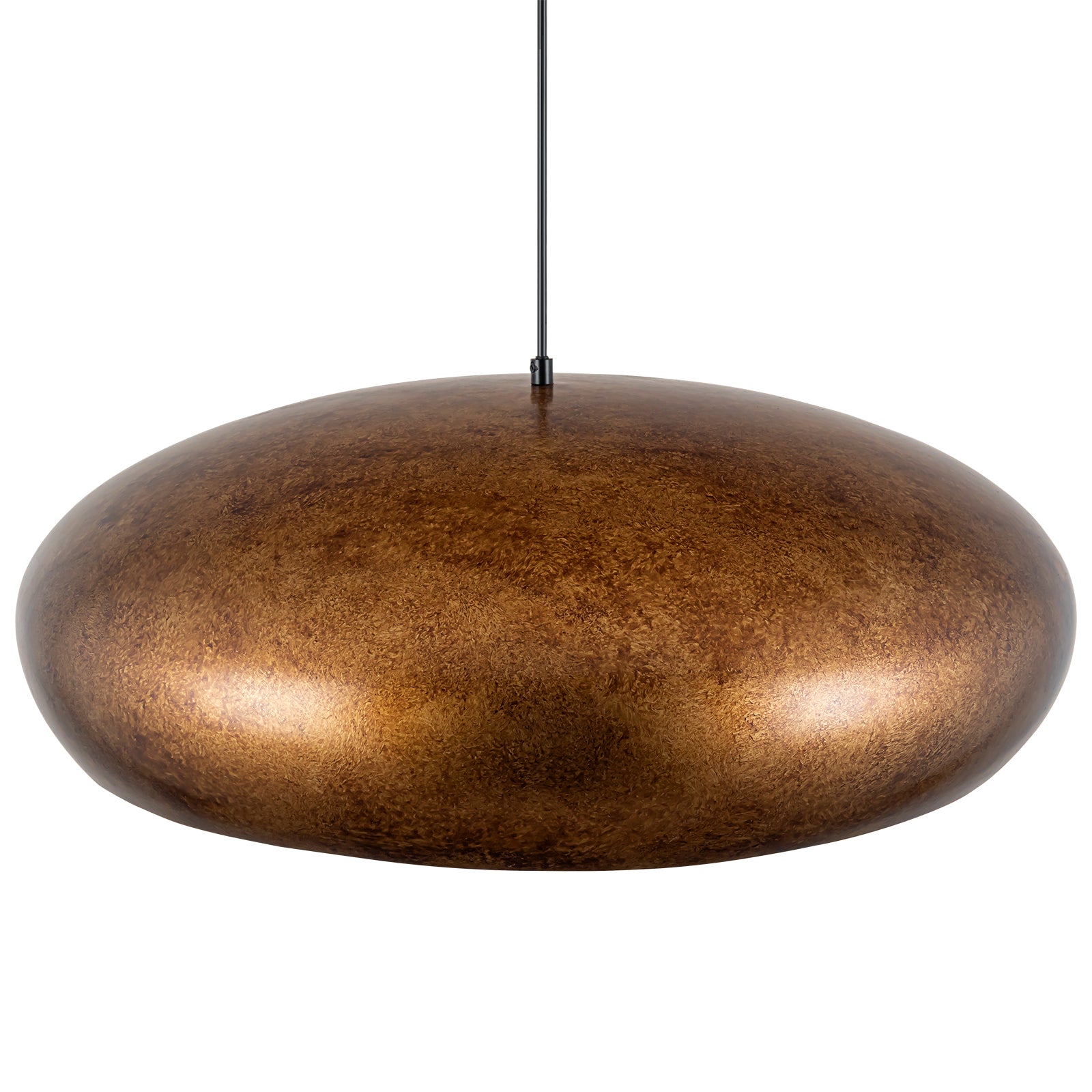Glowlings 6-flammige Industrie-Pendelleuchte, 66 cm breit, übergroß, antik, strukturiert, goldfarbene Kuppel, Kupfer, Inselleuchte