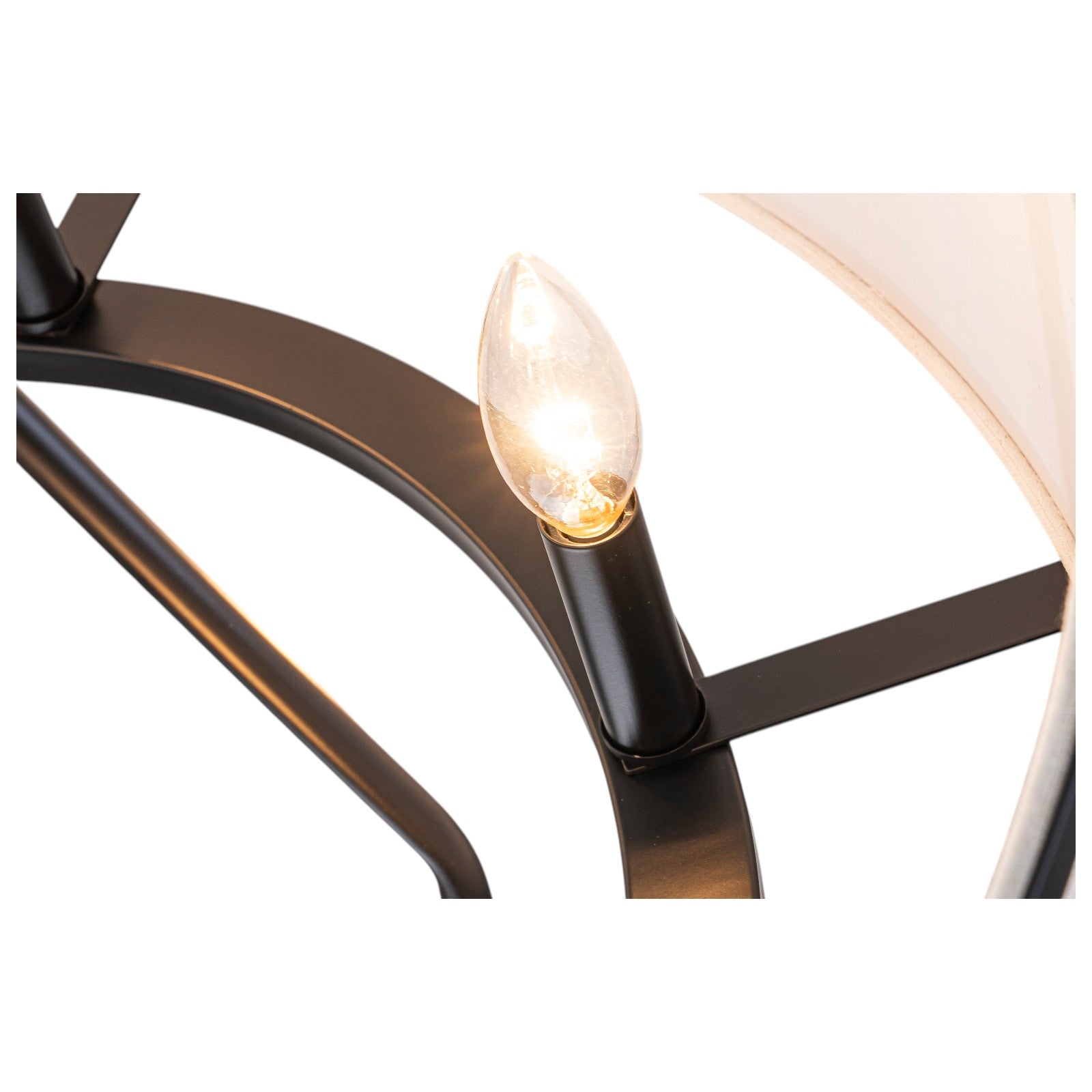 Glowlings 6-Light Modern Large Round Black Drum Chandelier with Fabric Shade Island Pendant Light