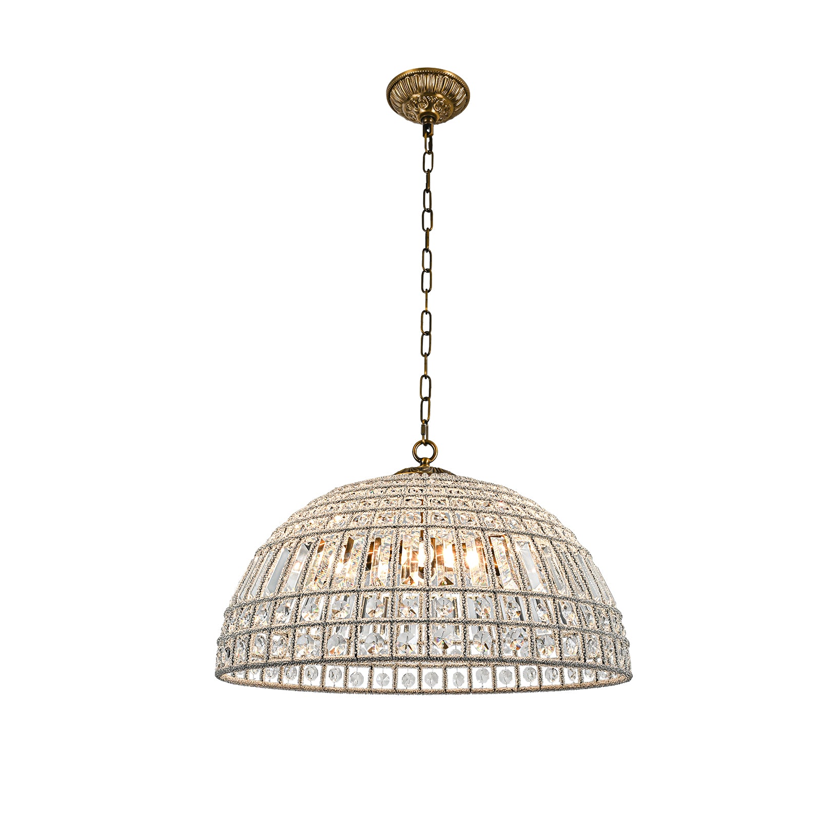 Glowlings 1/6-Licht Retro Antik Gold Kuppel Kristall Kronleuchter Insel Licht