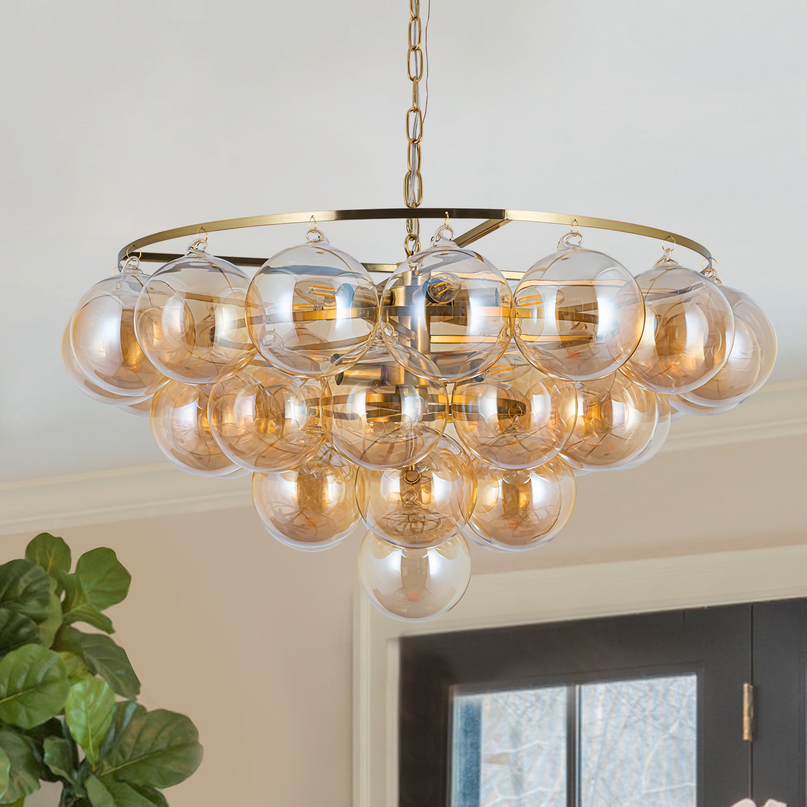 Amber glass chandelier hot sale