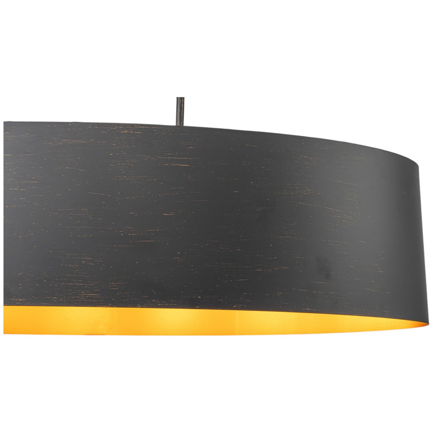 Glowlings 6-Light Industrial 39"Wide Kitchen Island Light Oval Adjustable Hanging Chandelier with Black Gold Finish & Gold Interior