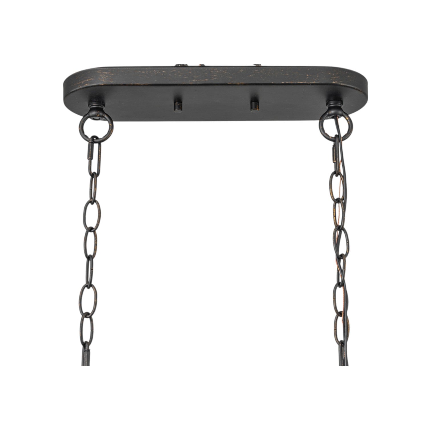 Glowlings 6-Light Industrial 39"Wide Kitchen Island Light Oval Adjustable Hanging Chandelier with Black Gold Finish & Gold Interior