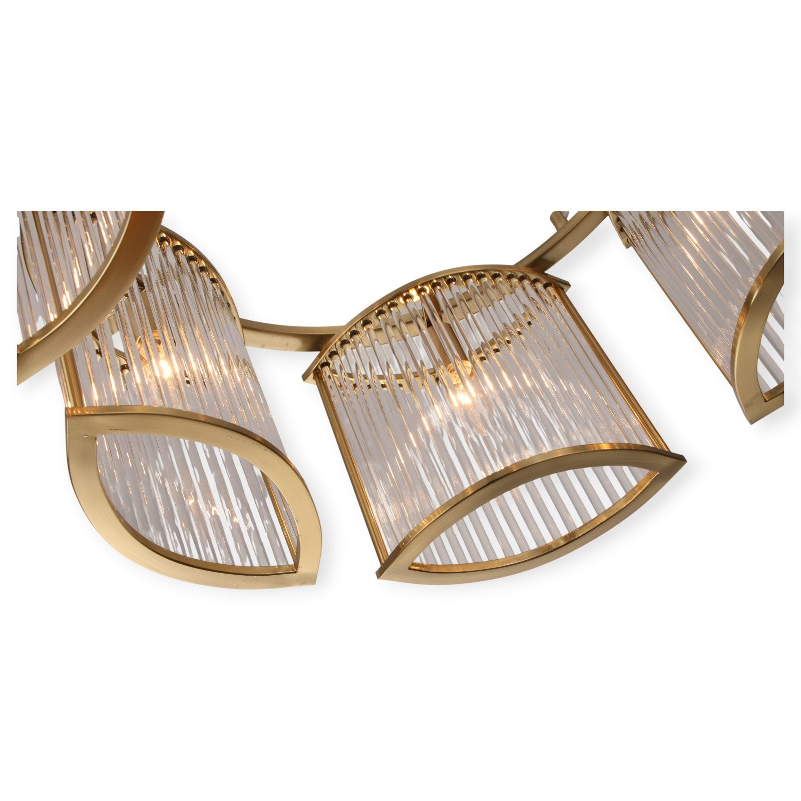 Glowlings 6-Light Modern 24"Wide Large Natural Brass Ring Glass Chandelier