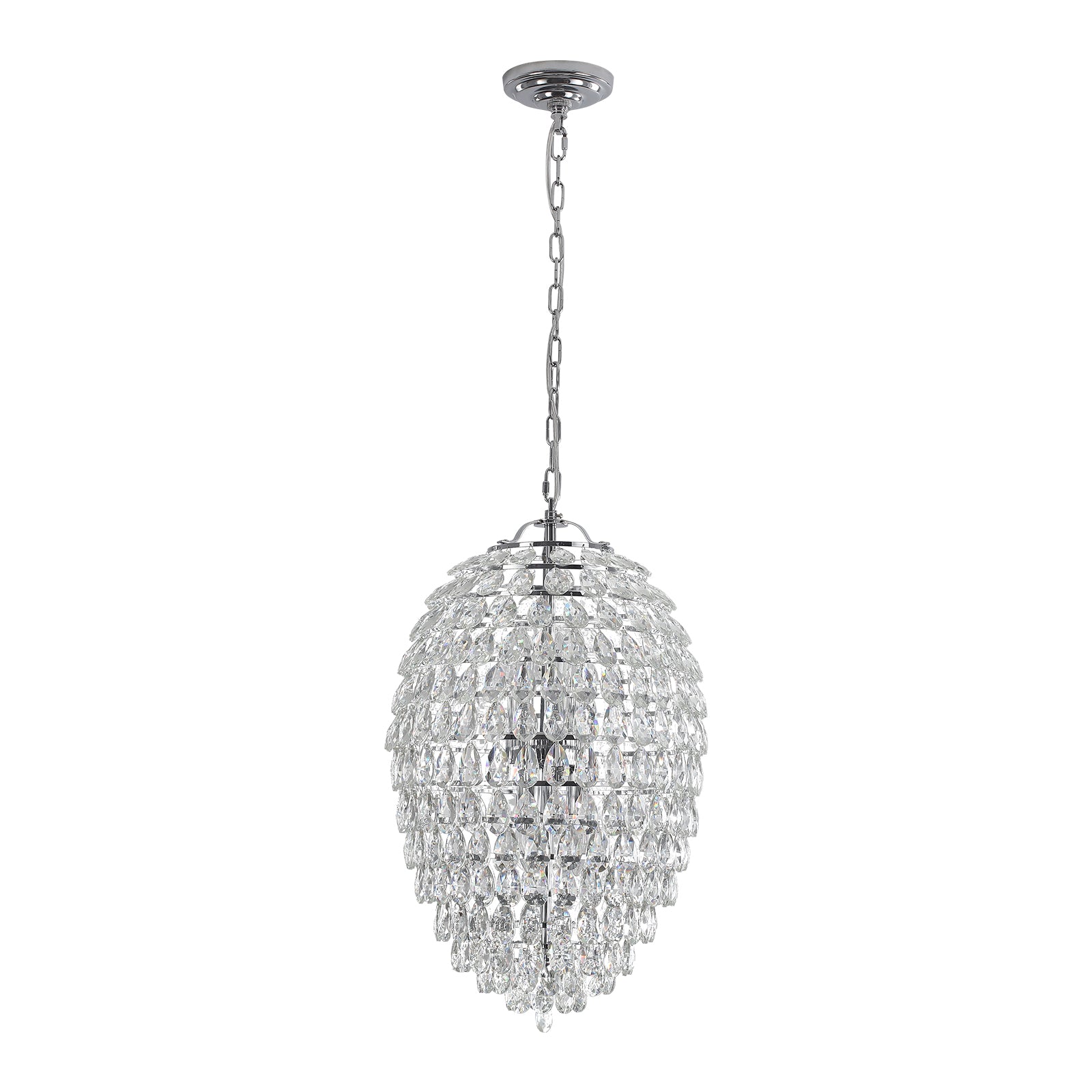 Glowlings 6-flammiger Luxus-Kronleuchter mit 35,6 cm breitem ovalem Chromkristall