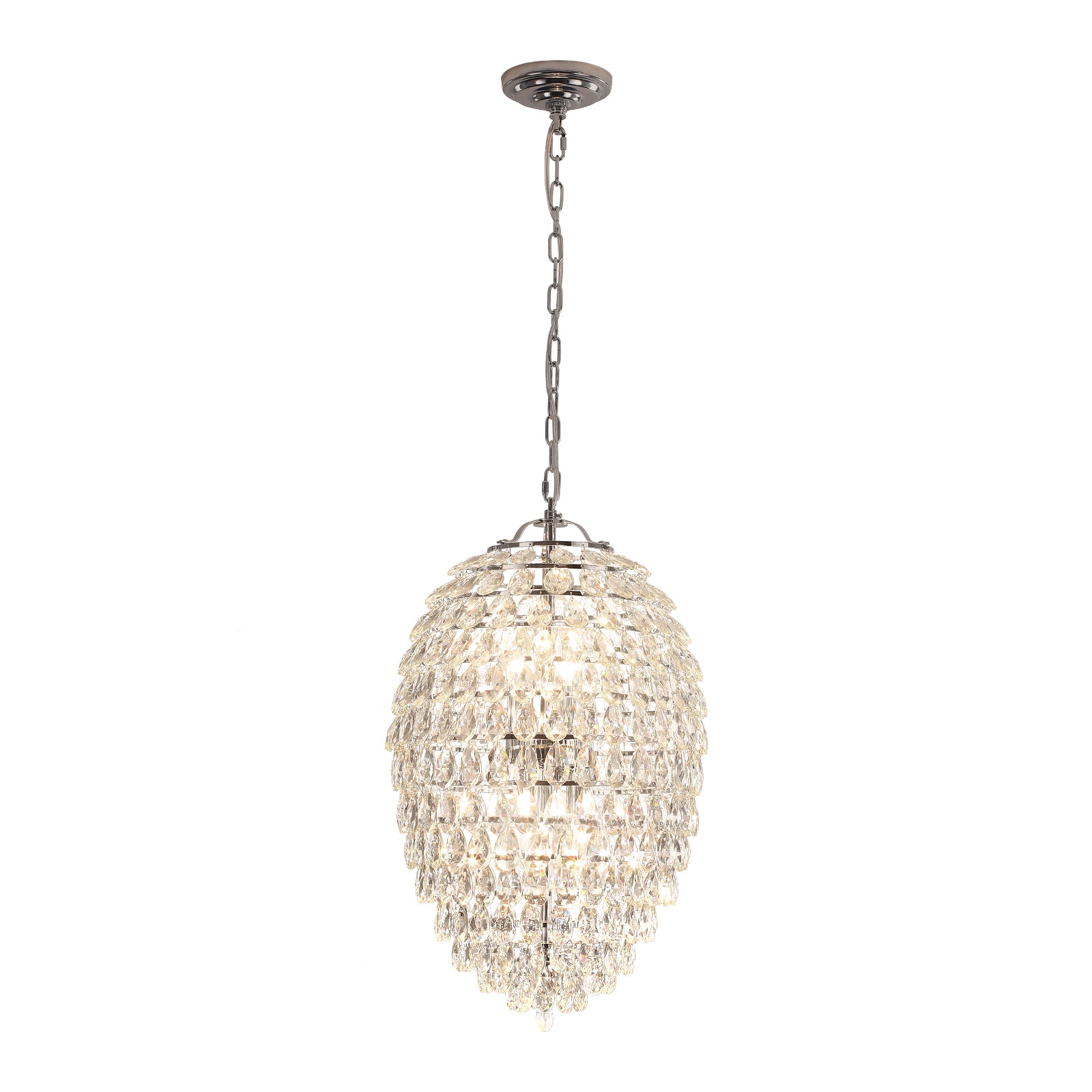 Glowlings 6-flammiger Luxus-Kronleuchter mit 35,6 cm breitem ovalem Chromkristall