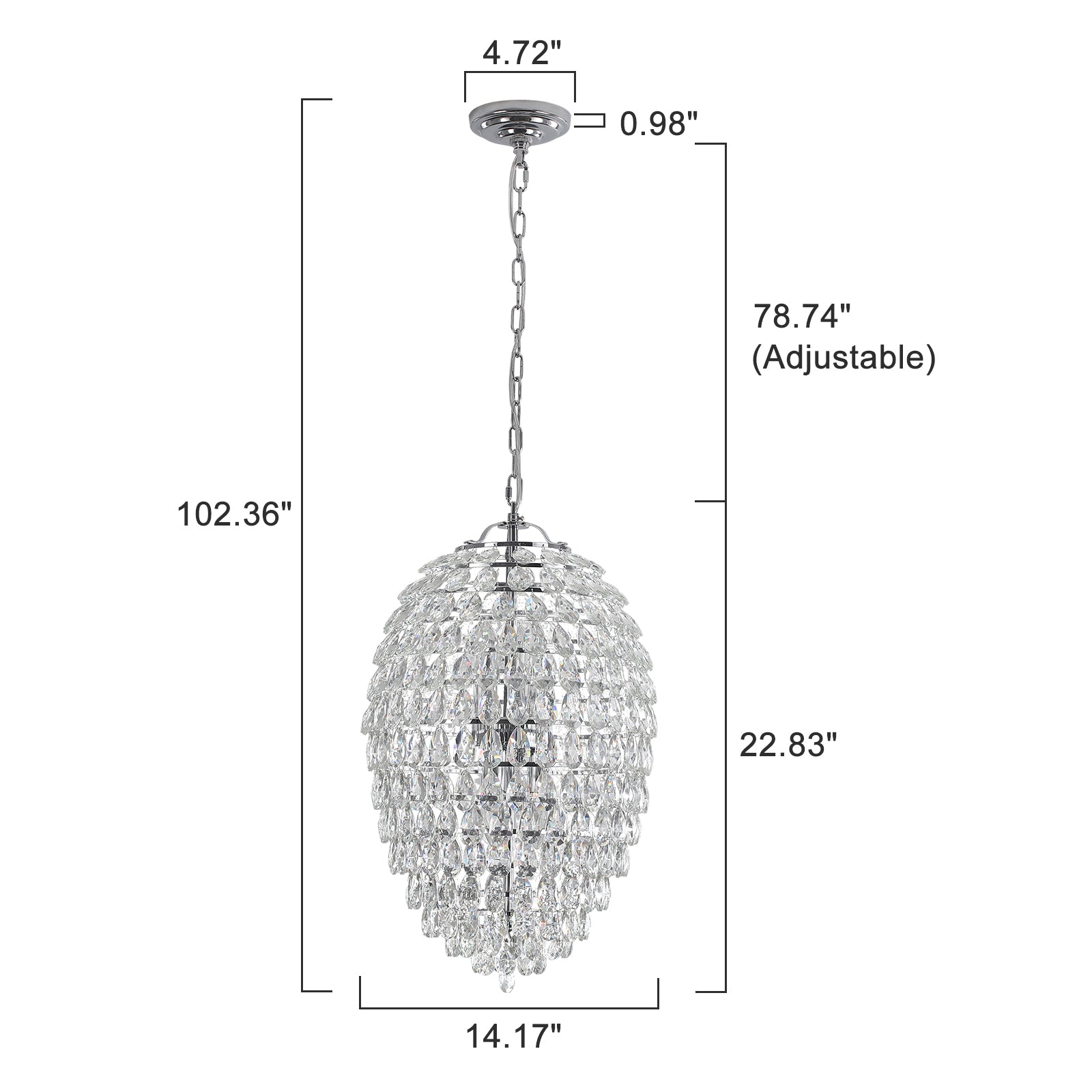 Glowlings 6-flammiger Luxus-Kronleuchter mit 35,6 cm breitem ovalem Chromkristall