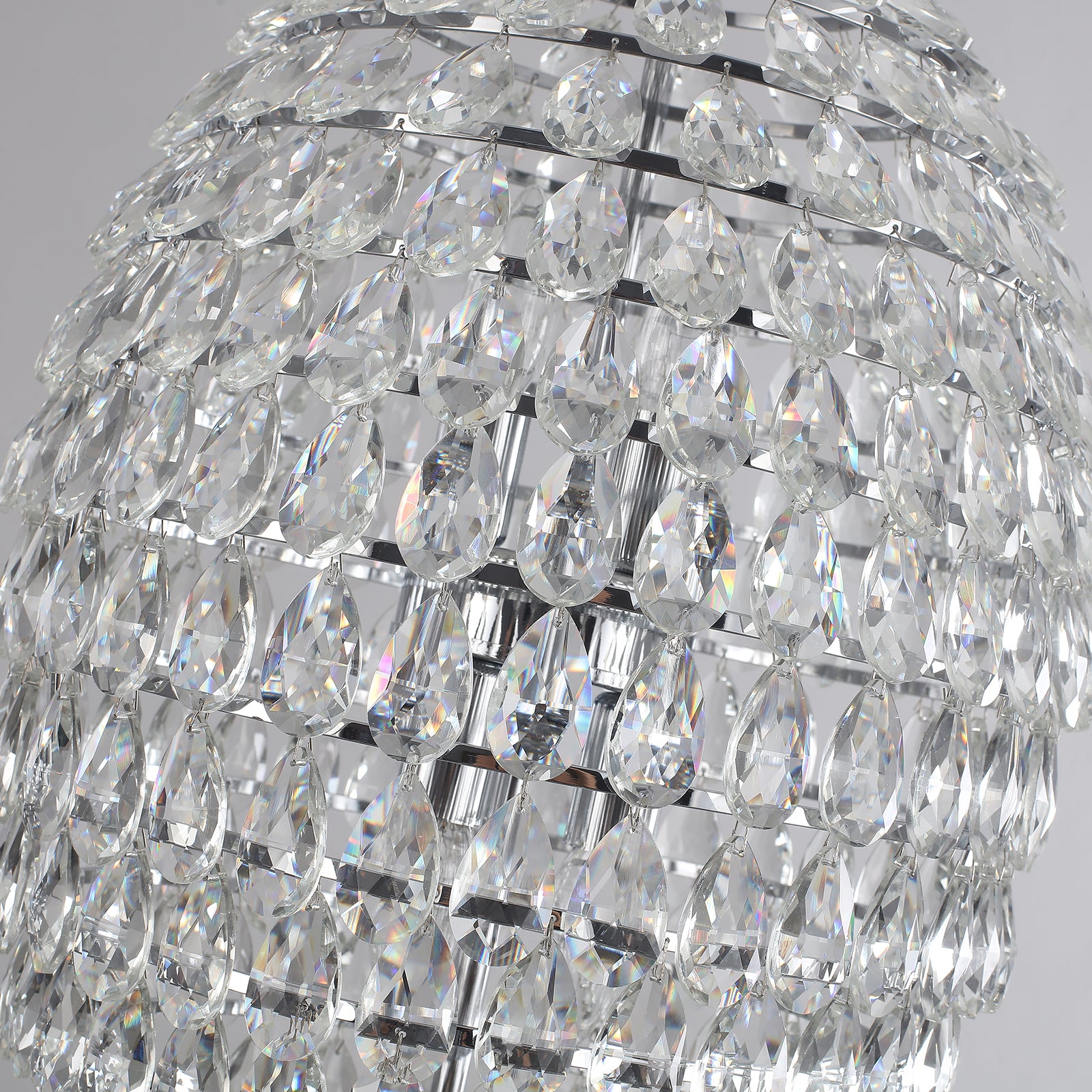 Glowlings 6-flammiger Luxus-Kronleuchter mit 35,6 cm breitem ovalem Chromkristall
