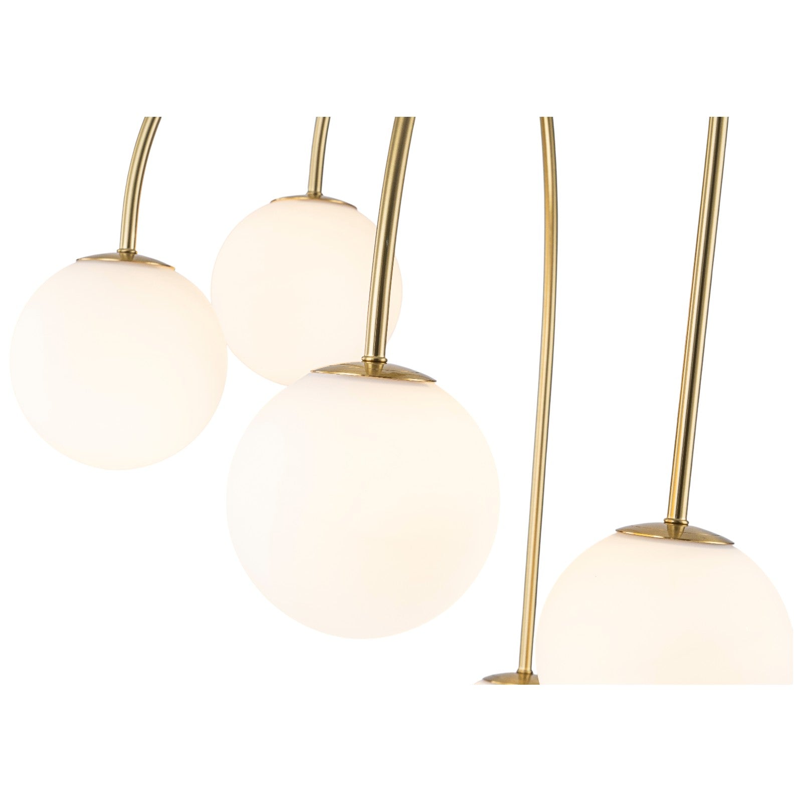 Glowlings 6-Light Mid-Century Modern 27"Wide Brass Globe Opal Glass Semi-Flush Mount