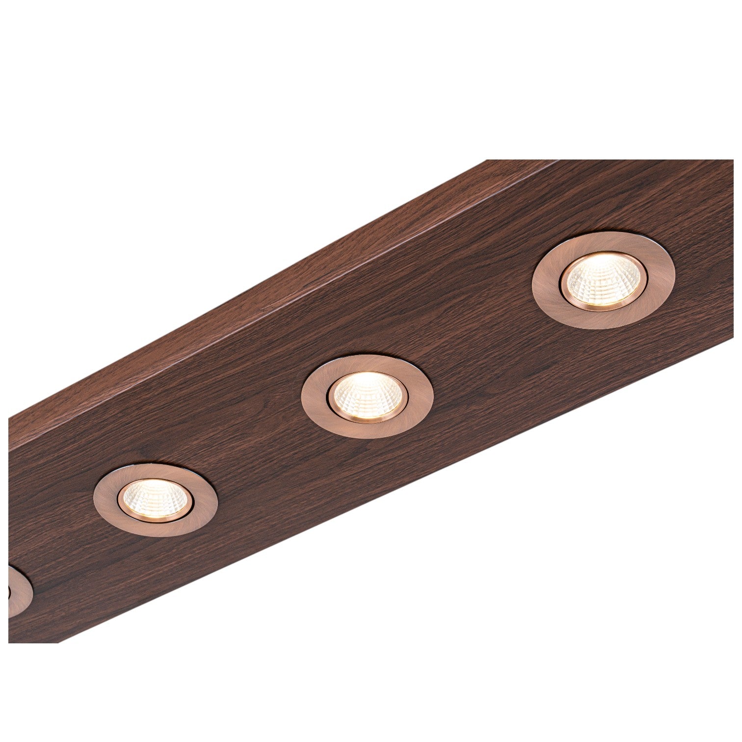 Glowlings 6-Light Modern 44"Wide Large Walnut Solid Wood Linear 5-CCT Switchable LED Flush Mount Track Directional Spotlight