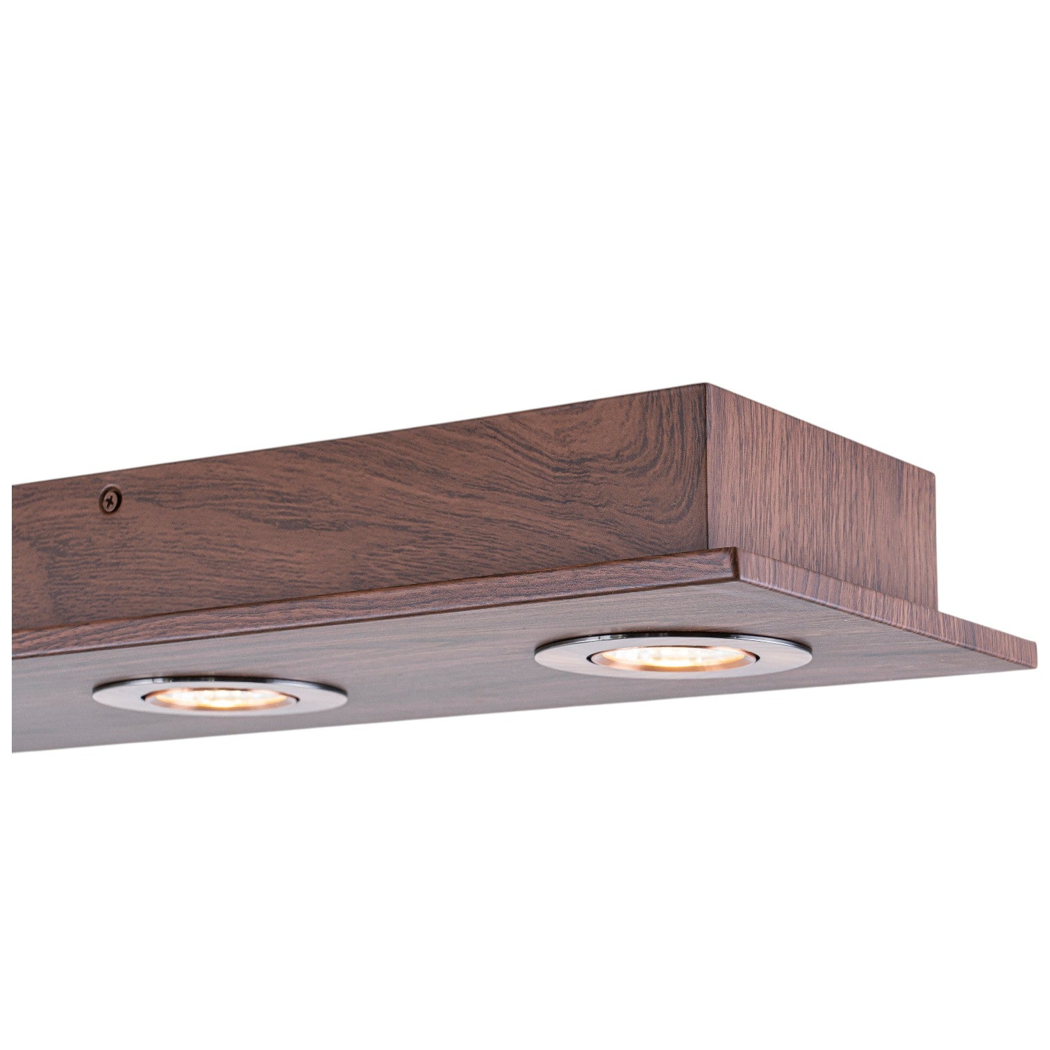 Glowlings 6-Light Modern 44"Wide Large Walnut Solid Wood Linear 5-CCT Switchable LED Flush Mount Track Directional Spotlight