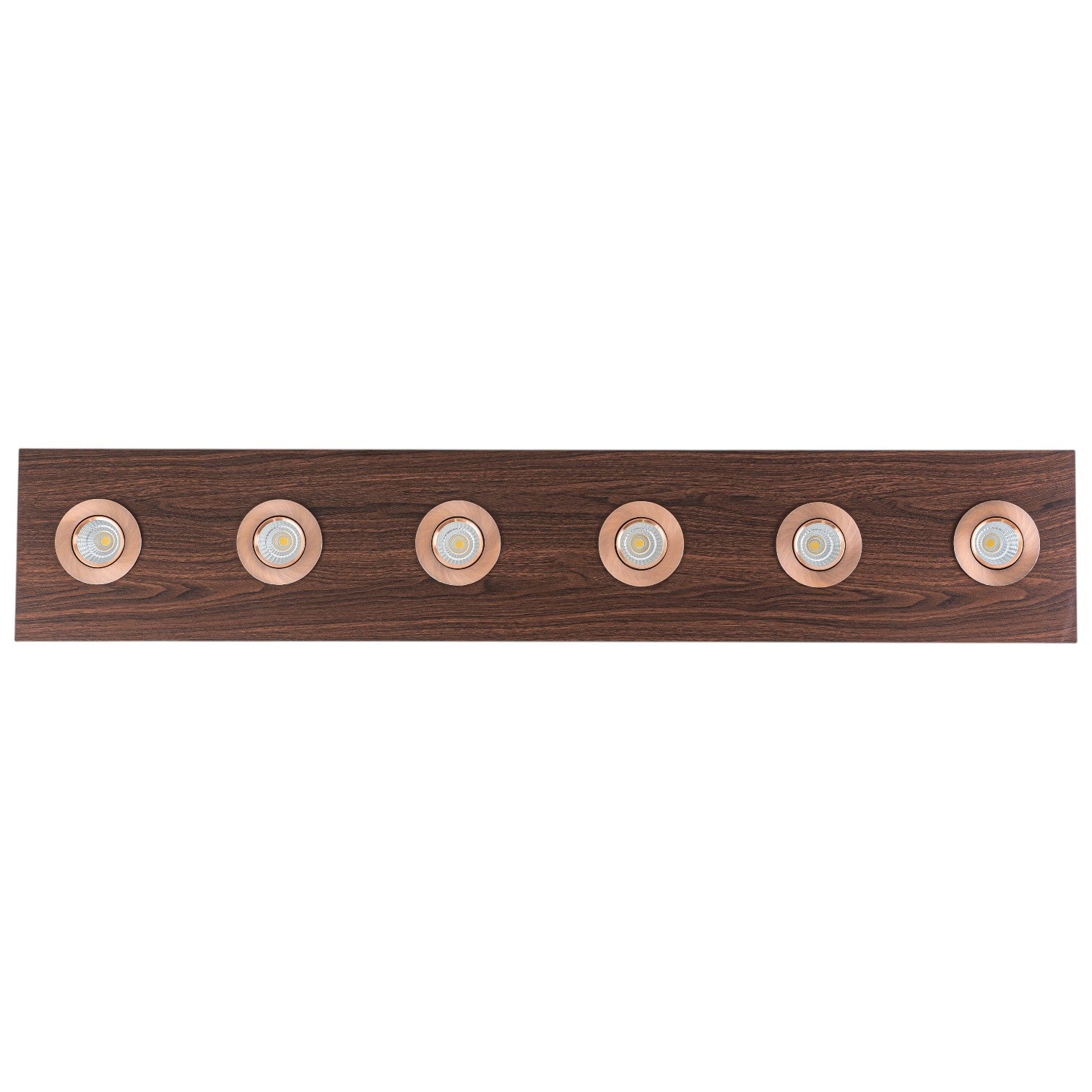 Glowlings 6-Light Modern 44"Wide Large Walnut Solid Wood Linear 5-CCT Switchable LED Flush Mount Track Directional Spotlight