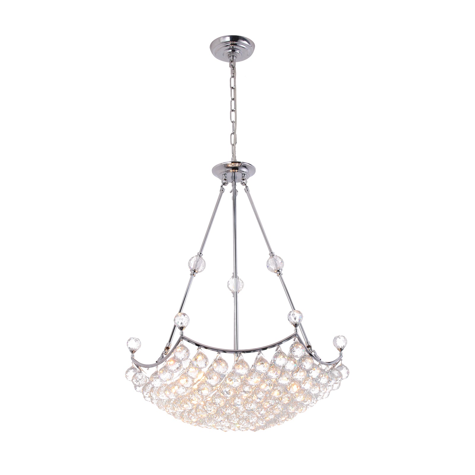 Glowlings 6-flammiger Luxus-Kronleuchter aus verchromtem Royal-Cut-Kristall, 63,5 cm breit