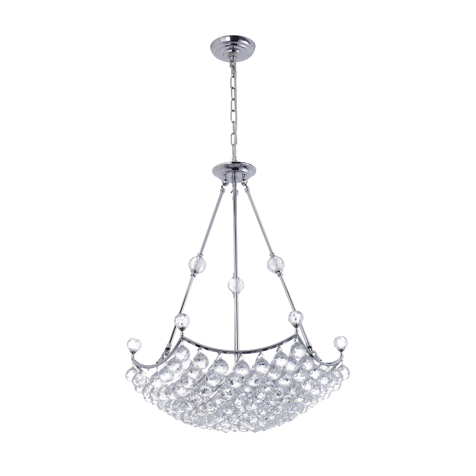 Glowlings 6-flammiger Luxus-Kronleuchter aus verchromtem Royal-Cut-Kristall, 63,5 cm breit