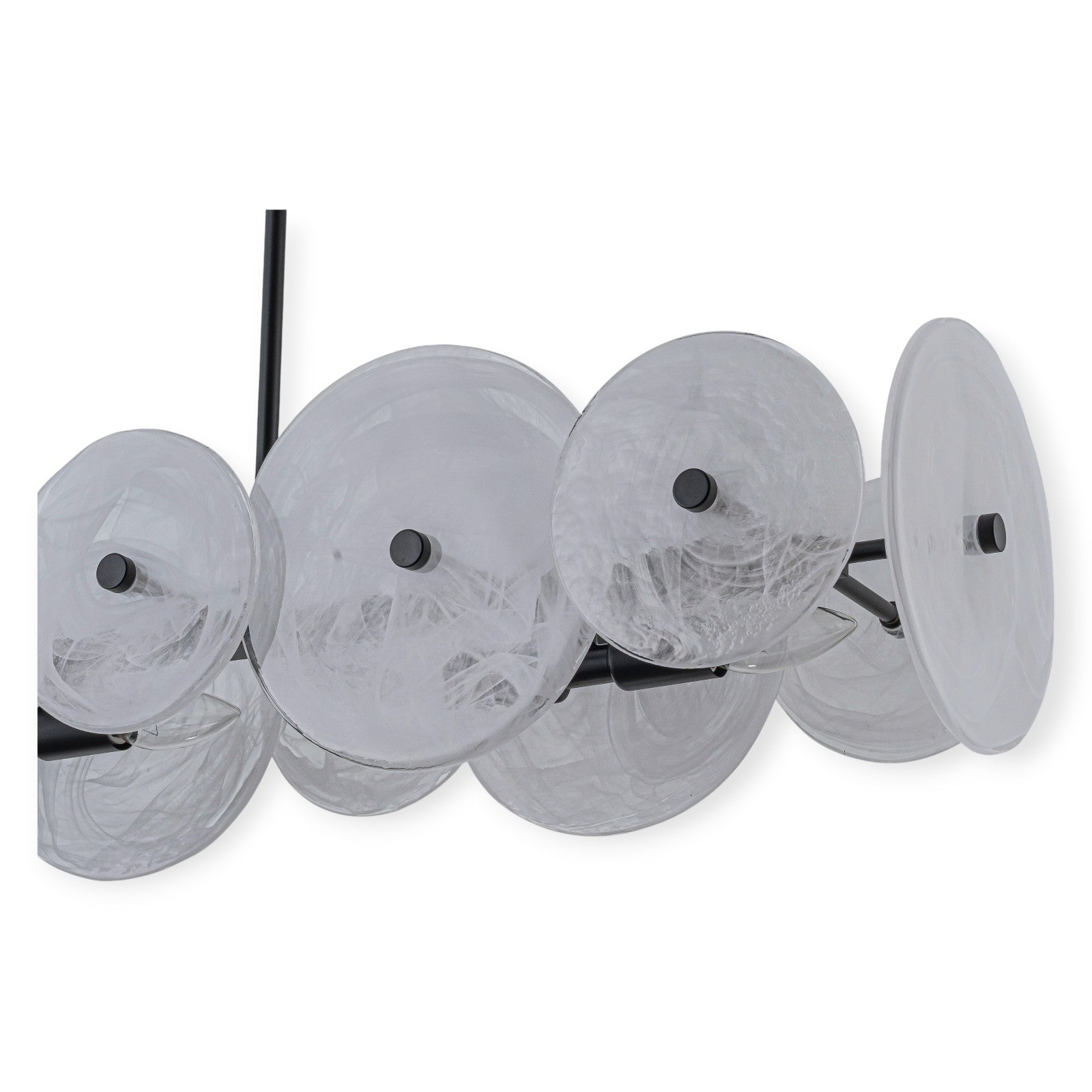 Glowlings 6-Light Modern 42"Wide Large Black Linear Texture Cloud Glass Chandelier