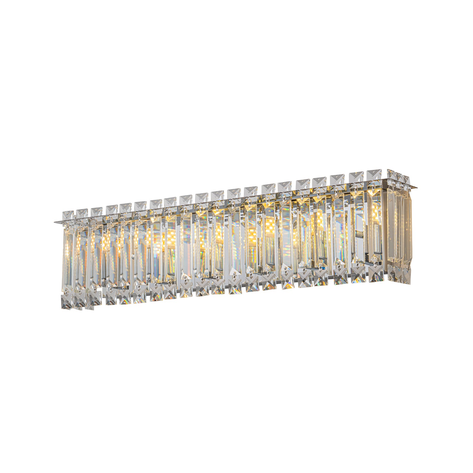 Glowlings 6-flammige, moderne, 58,4 cm breite, lineare Badezimmer-Waschtischleuchte aus Chromkristall