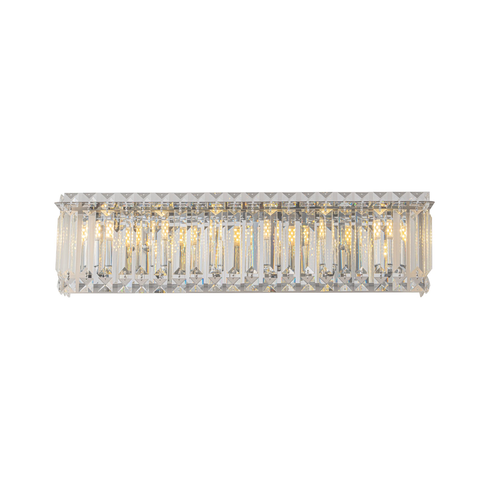 Glowlings 6-flammige, moderne, 58,4 cm breite, lineare Badezimmer-Waschtischleuchte aus Chromkristall