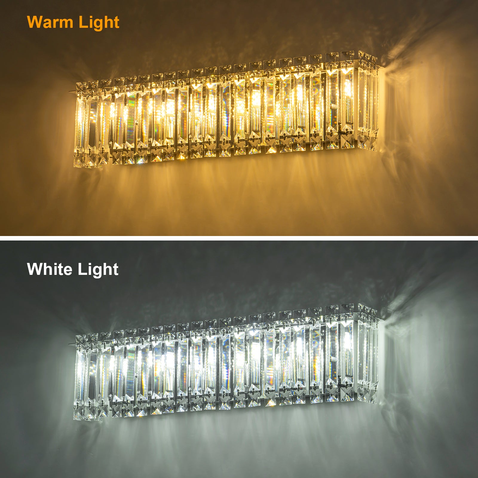 Glowlings 6-flammige, moderne, 58,4 cm breite, lineare Badezimmer-Waschtischleuchte aus Chromkristall