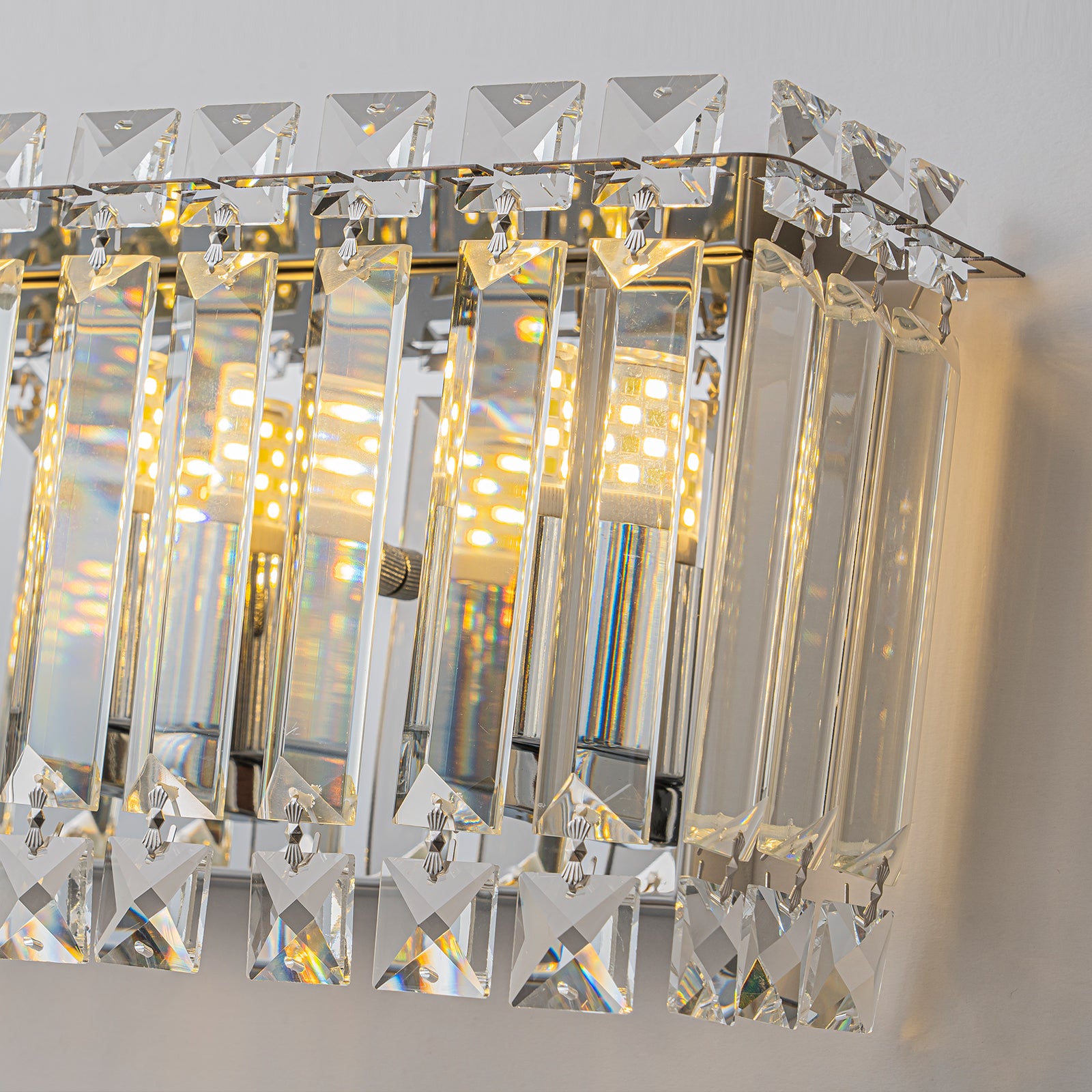 Glowlings 6-flammige, moderne, 58,4 cm breite, lineare Badezimmer-Waschtischleuchte aus Chromkristall