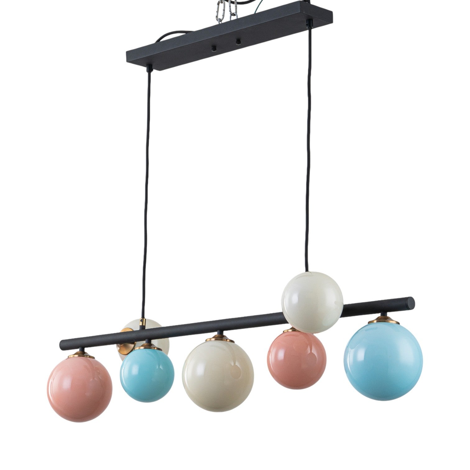 Glowlings 7-Light 39"Wide Linear Colorful Opal Globe Glass Pendant Light Island Light