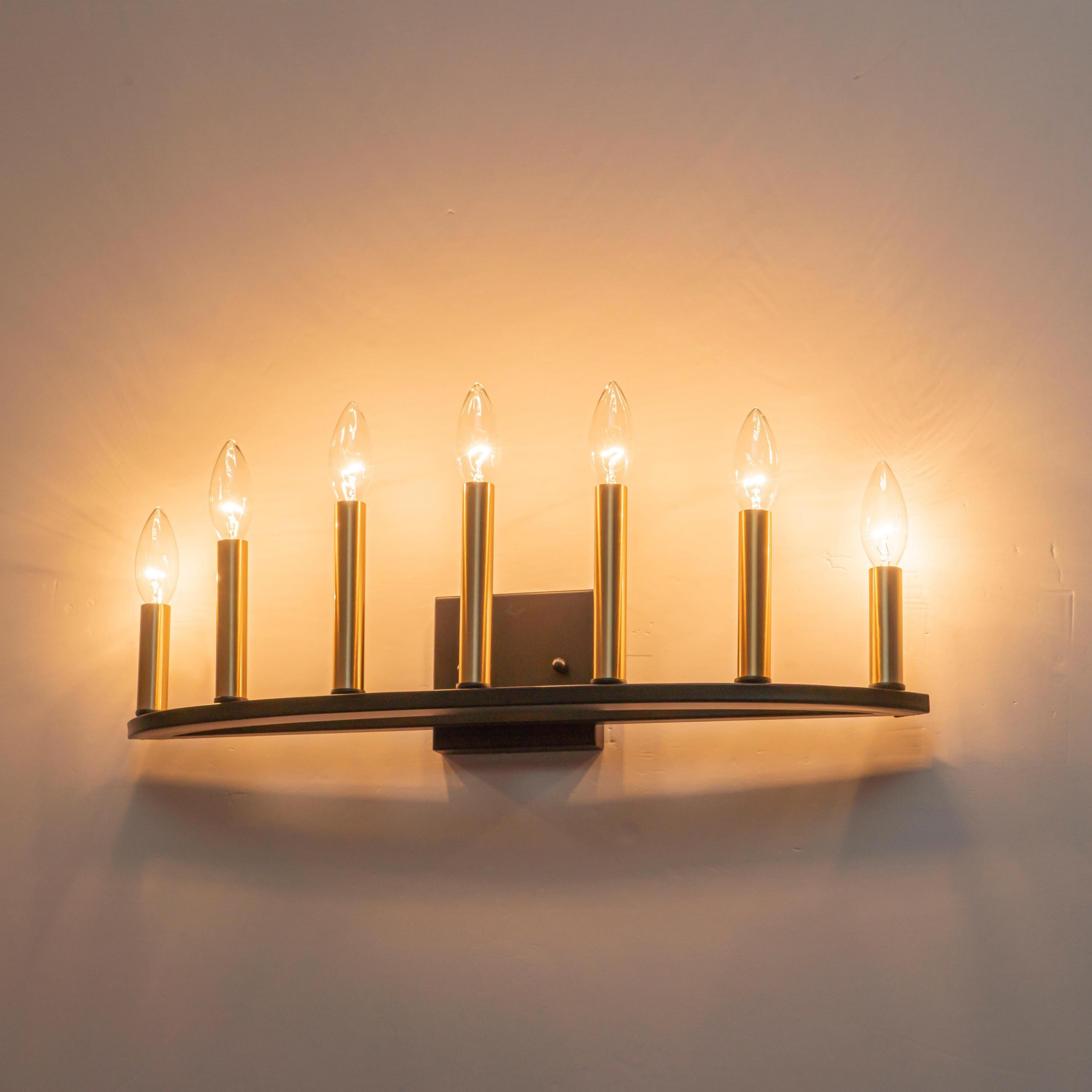 Glowlings 7-Light Traditional 23"Wide Aged Brass Candelabra Wall Sconce Bathroom Vanity Light