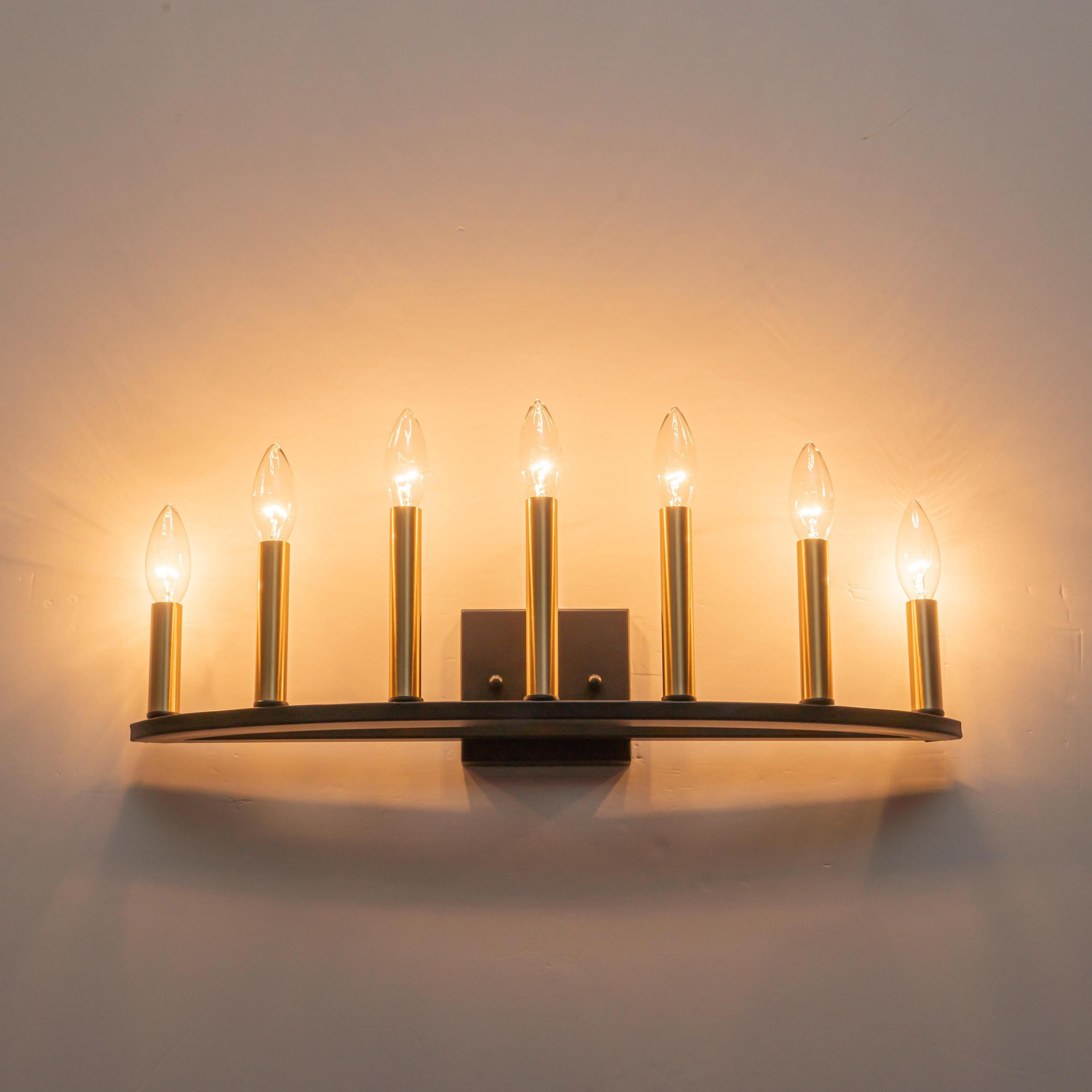 Glowlings 7-Light Traditional 23"Wide Aged Brass Candelabra Wall Sconce Bathroom Vanity Light