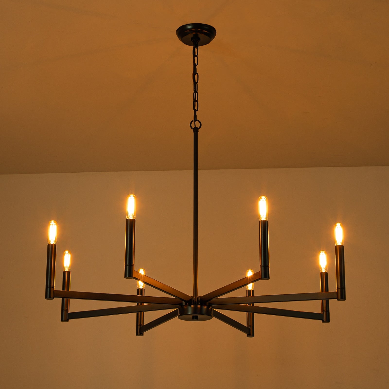 Glowlings 8-flammiger, 88,9 cm breiter, großer, klassischer, dimmbarer Ring-Kronleuchter im Kerzenstil