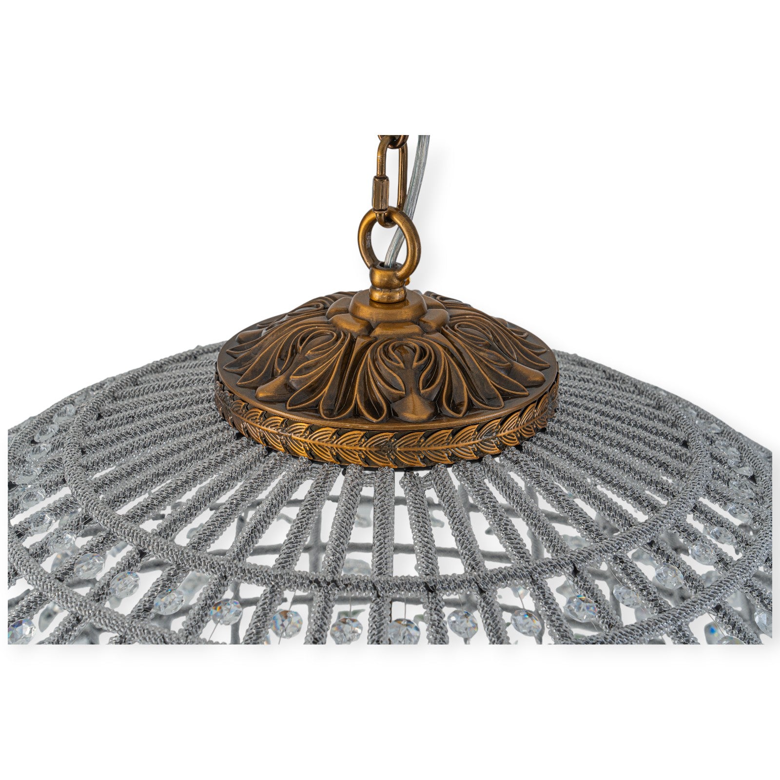 Glowlings 8-Light Luxury Empire 32"Wide Oversized Brass Globe Beaded Handmade Crystal Chandelier