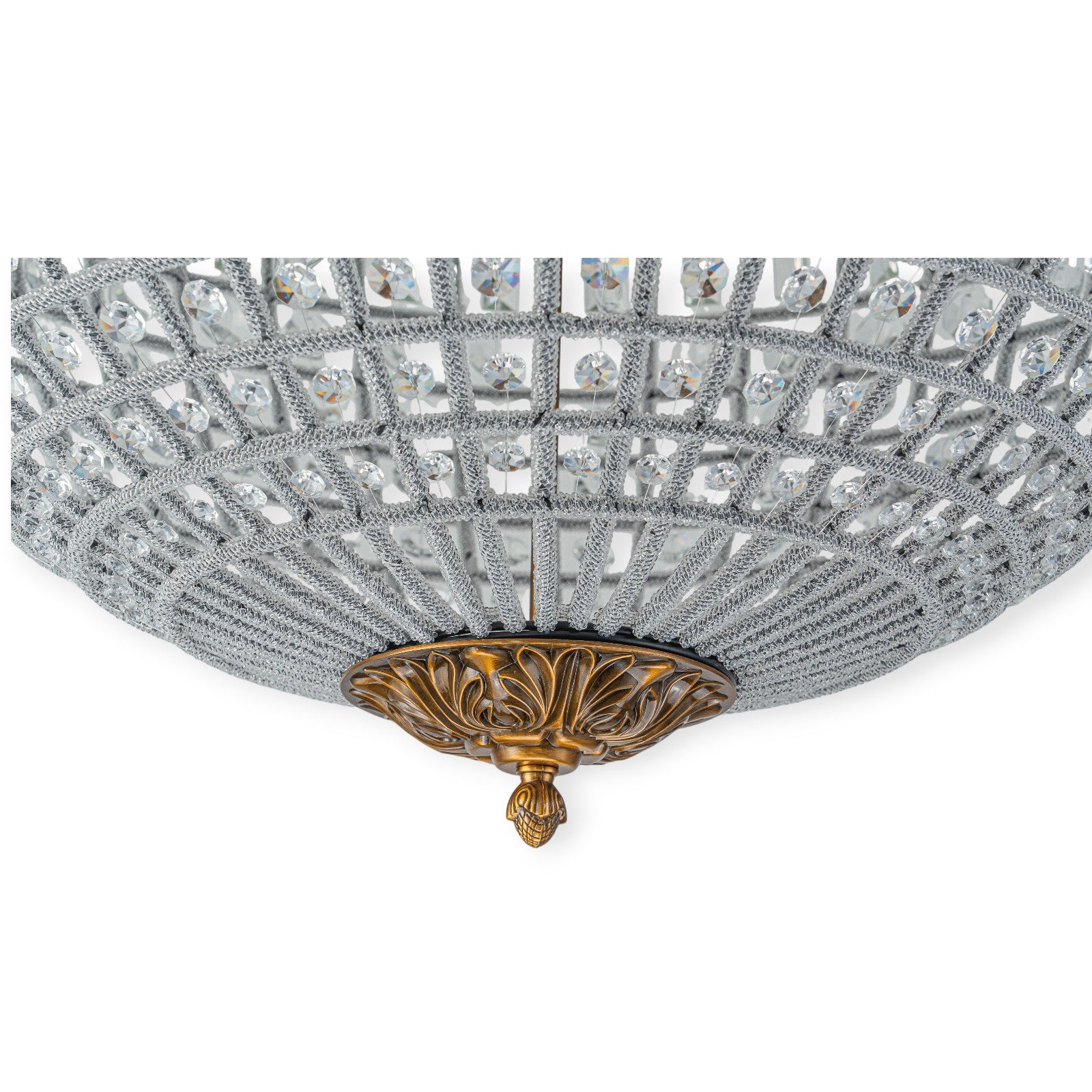 Glowlings 8-Light Luxury Empire 32"Wide Oversized Brass Globe Beaded Handmade Crystal Chandelier