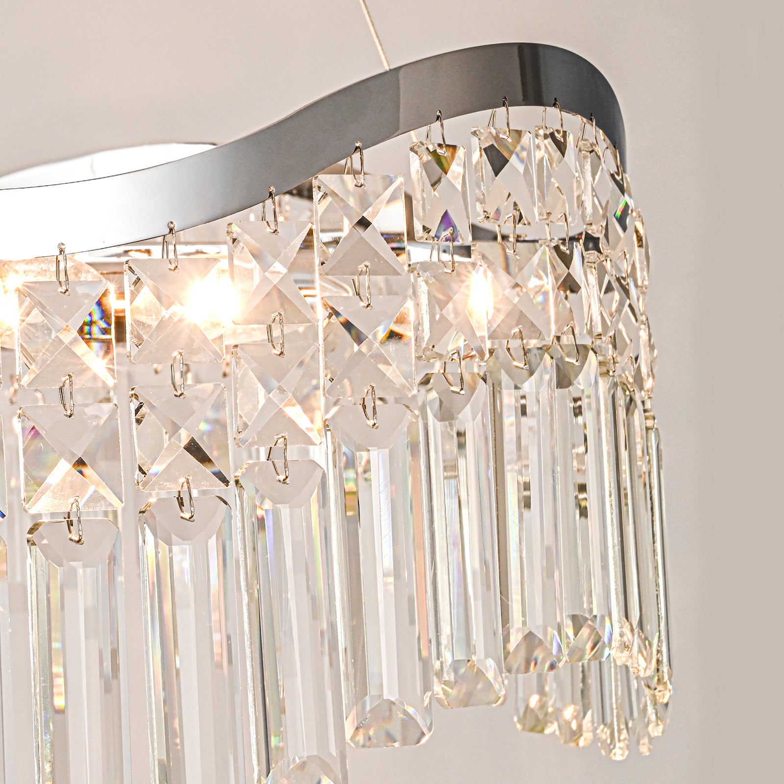 Glowlings 8-flammiger moderner 24" breiter eleganter Wellen-Kristall-Kronleuchter für Wohnzimmer