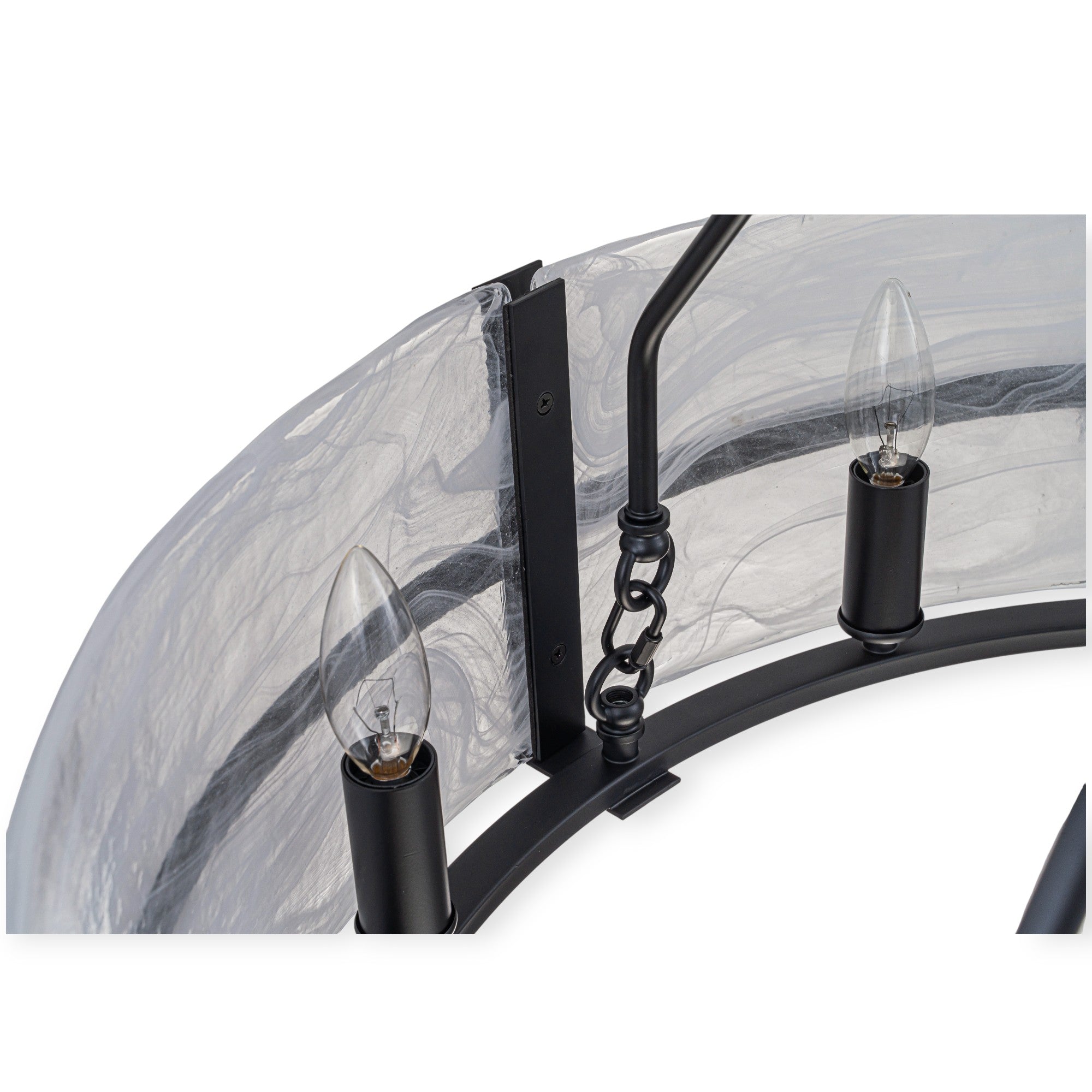 Glowlings 8-flammiger moderner, 28" breiter, großer, runder Trommel-Kronleuchter aus klarem Glas