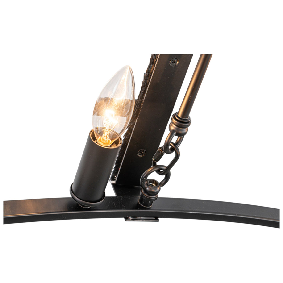 Glowlings 8-Light Modern Oval Glass Chandelier, Matte Black with Water Ripple Textured Glass, Linear Kitchen Island Pendant Light