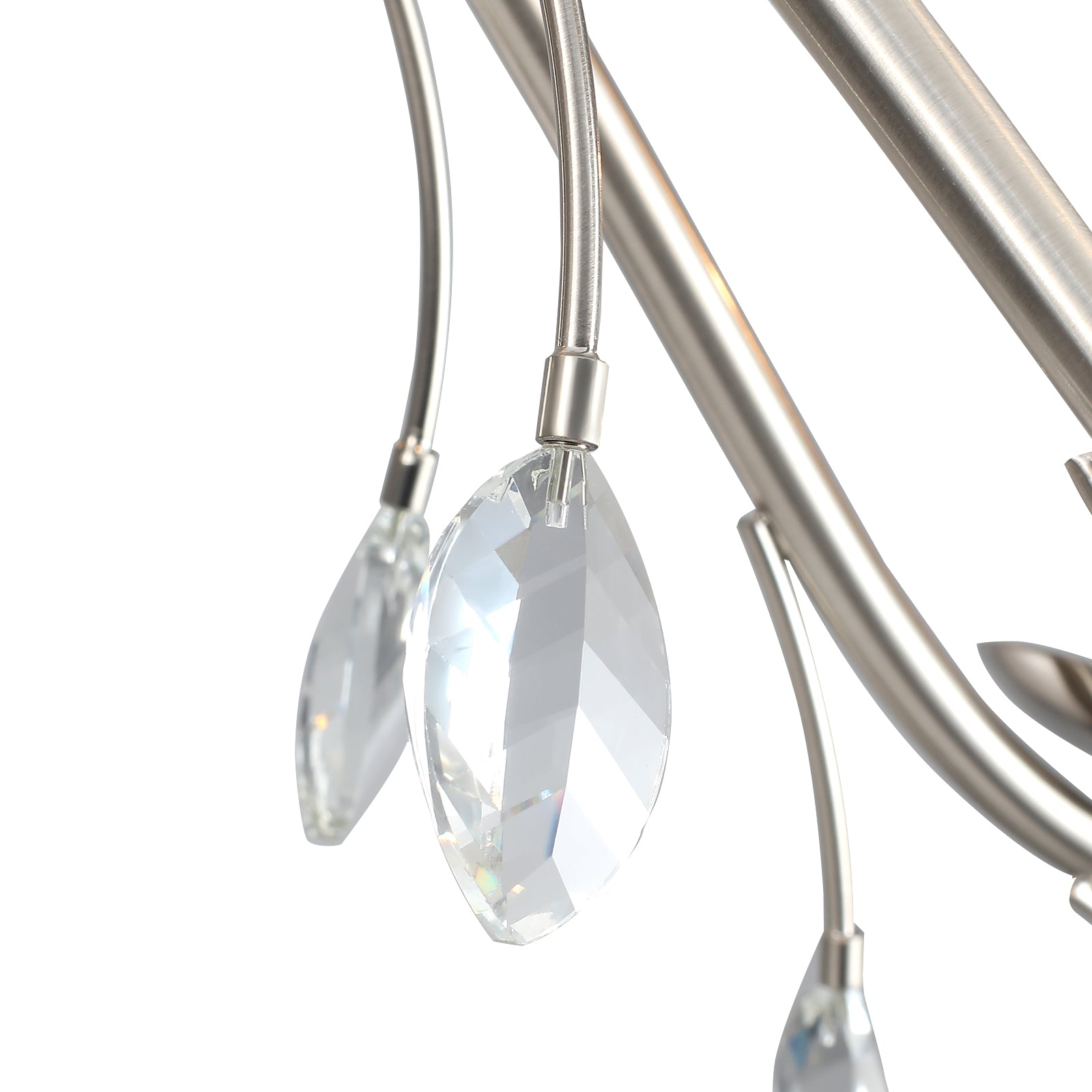 Glowlings 9-flammiger moderner 36" breiter großer Nickel-Kronleuchter im Kerzenstil mit Kristallakzenten