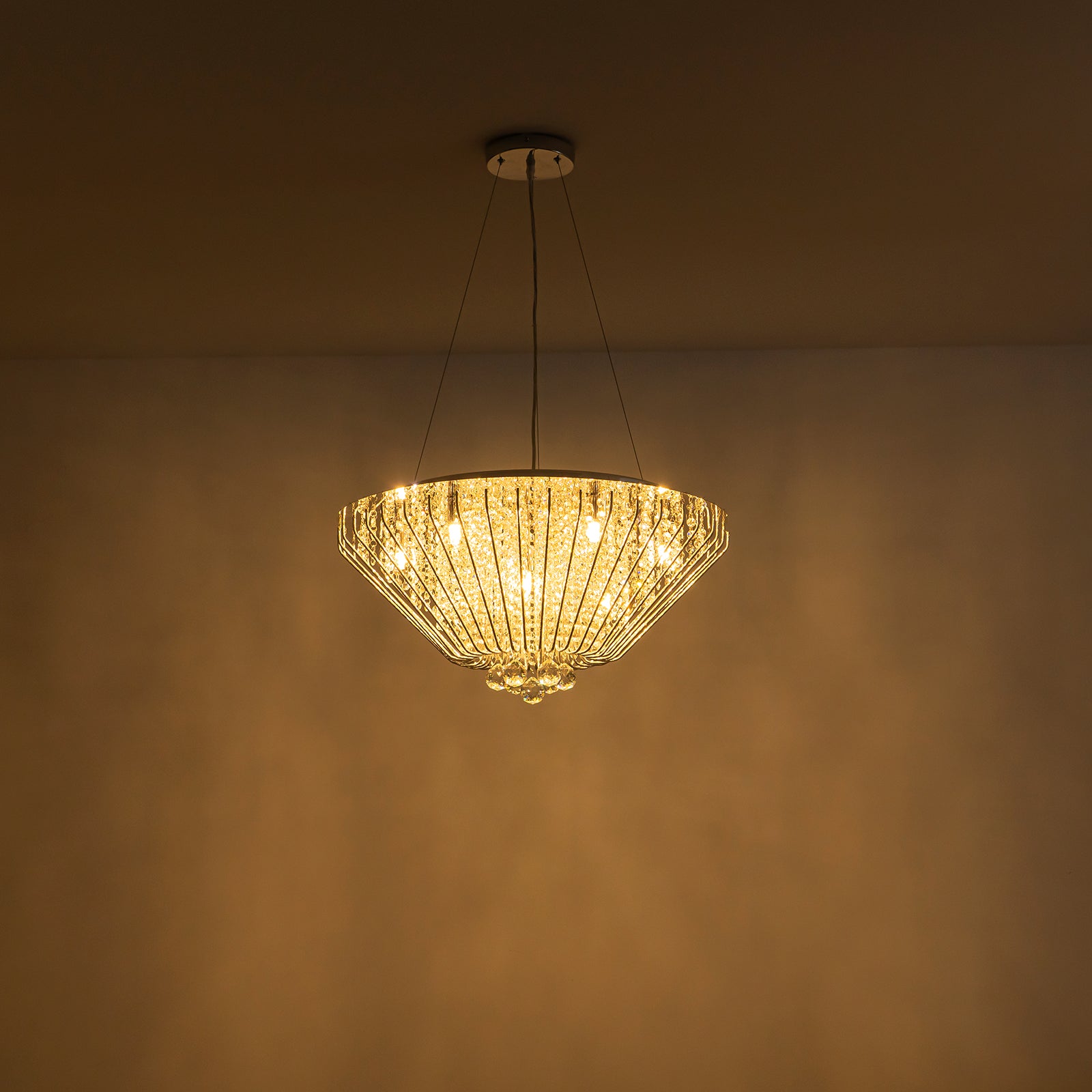 Glowlings 9-flammiger Luxus-Kronleuchter mit 26 Zoll Breite und großer Rautenform aus Chromkristall