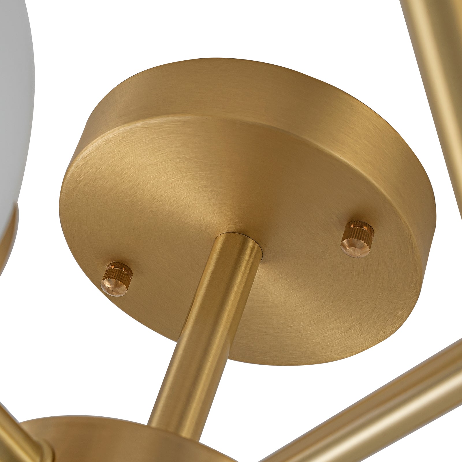 Glowlings 9/15-flammige moderne große Sputnik-Leuchte aus Messing mit Opalglas, halbbündige Montage