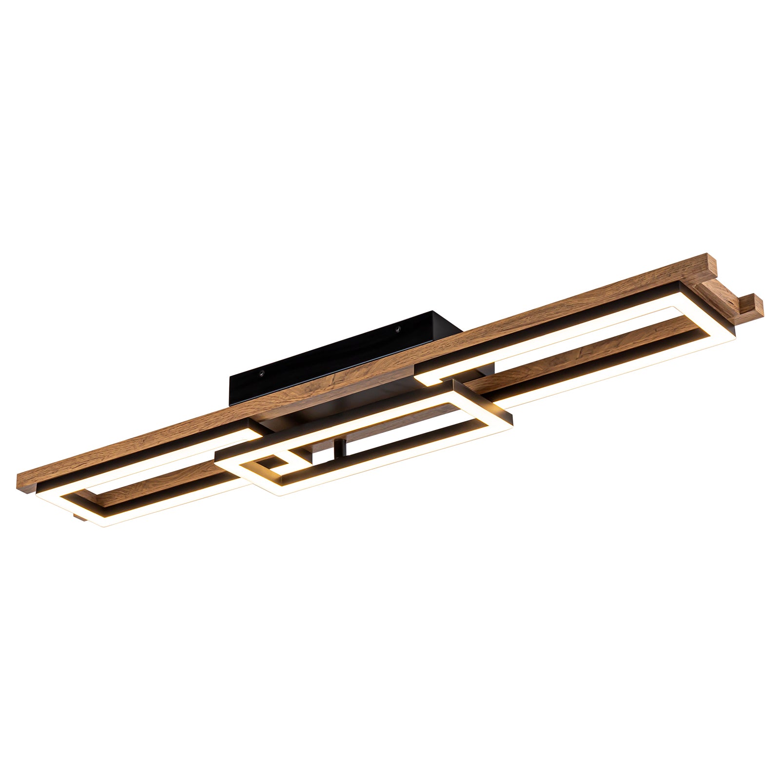 Glowlings Farmhouse 3-Licht 40"Breite Integrierte Rechteck Holz LED Unterputz