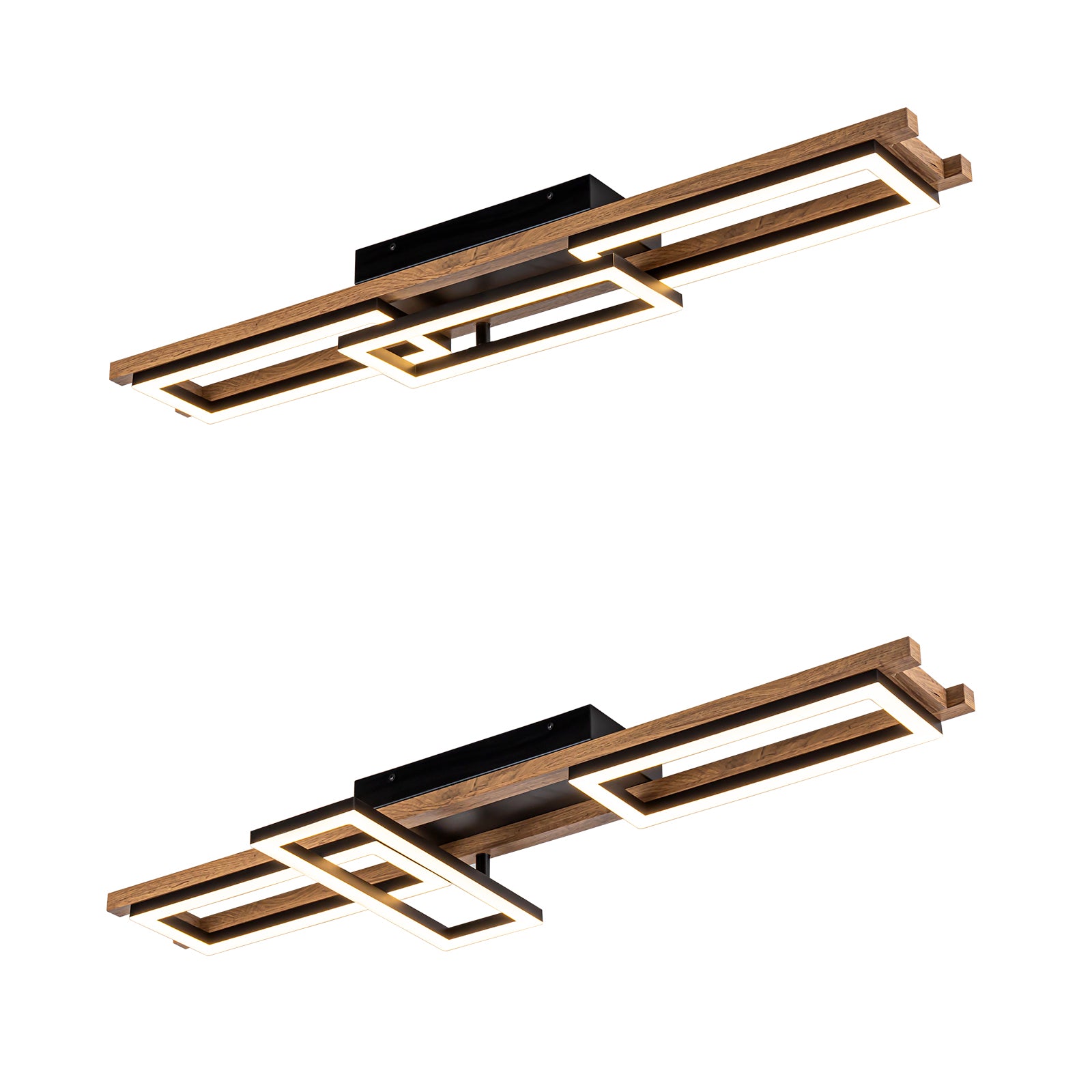 Glowlings Farmhouse 3-Licht 40"Breite Integrierte Rechteck Holz LED Unterputz