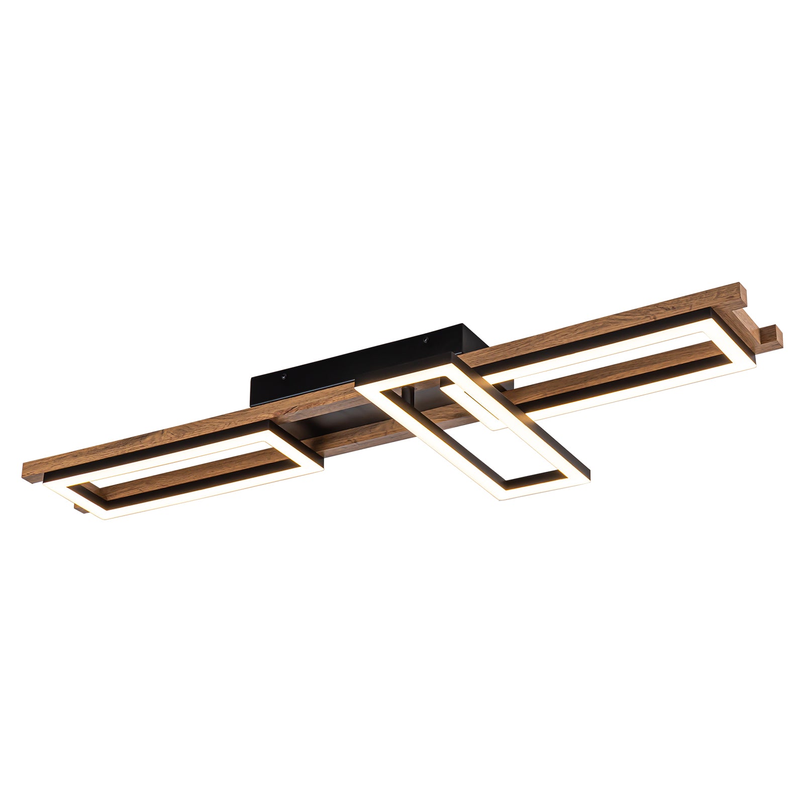 Glowlings Farmhouse 3-Licht 40"Breite Integrierte Rechteck Holz LED Unterputz